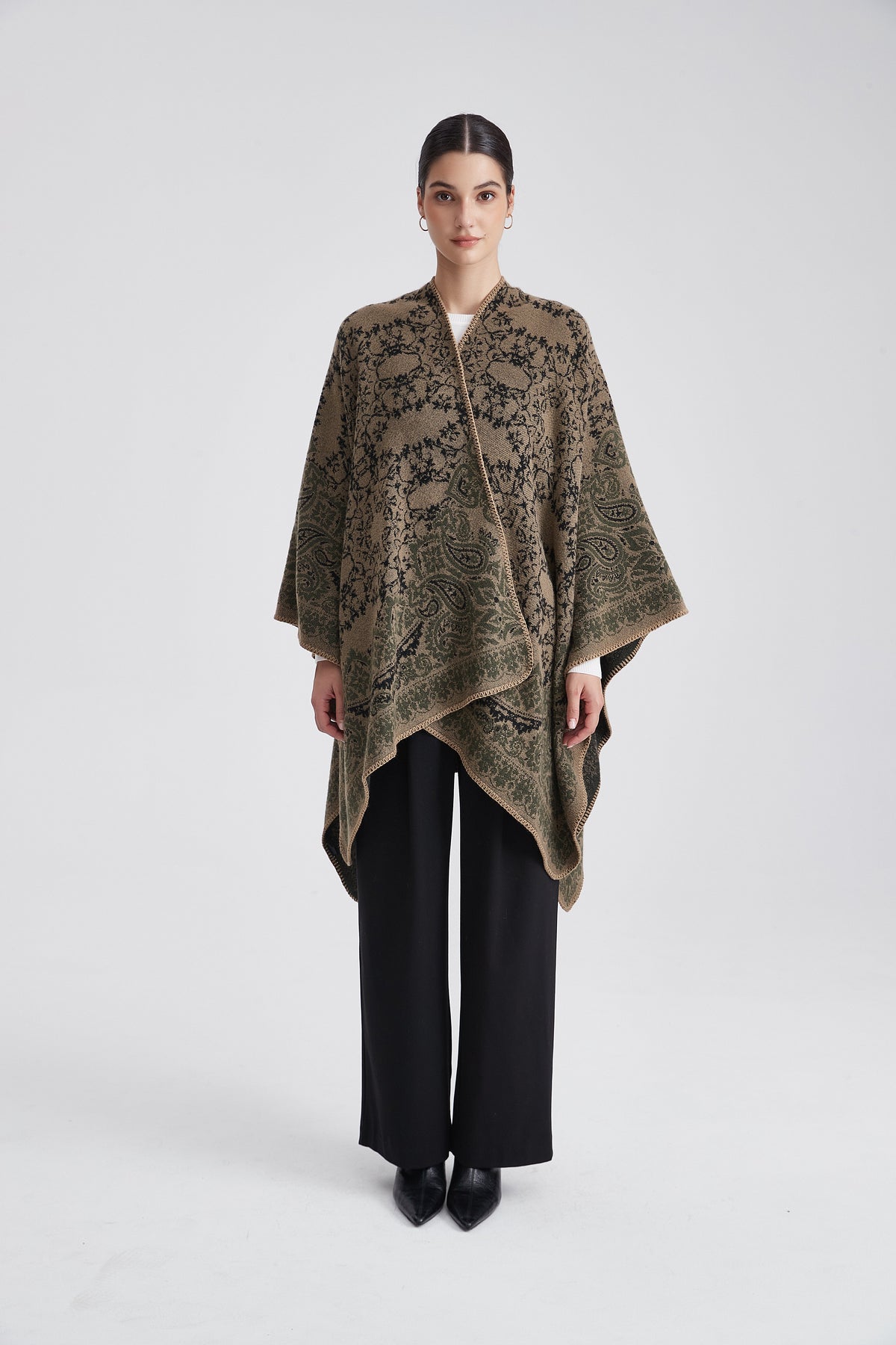 Long Patterned Poncho
