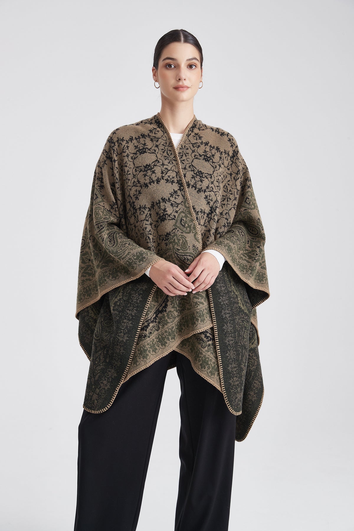 Long Patterned Poncho