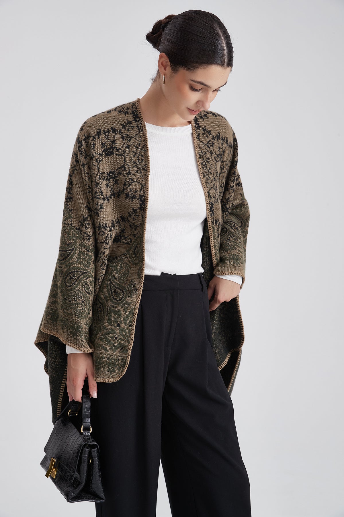 Long Patterned Poncho