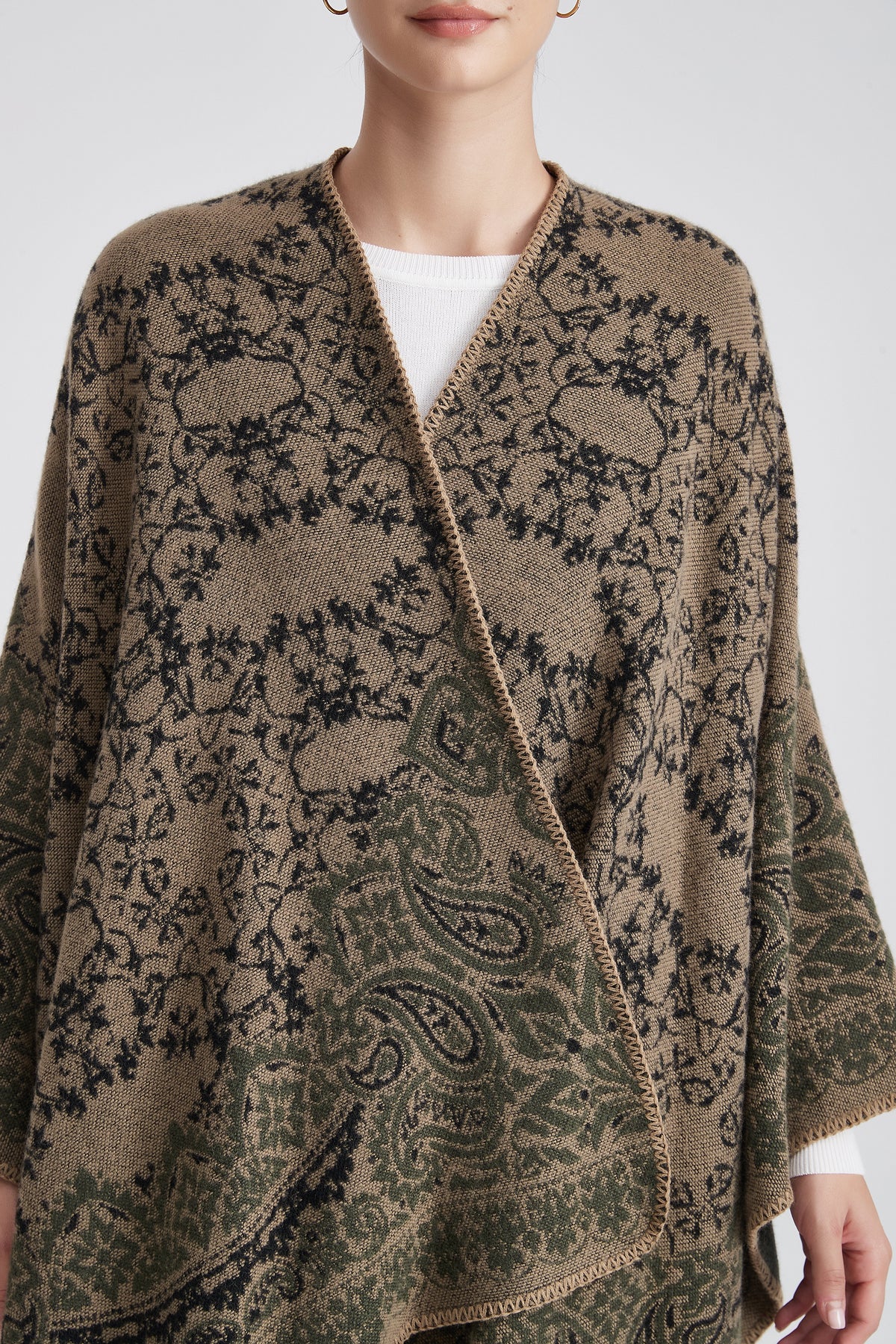 Long Patterned Poncho