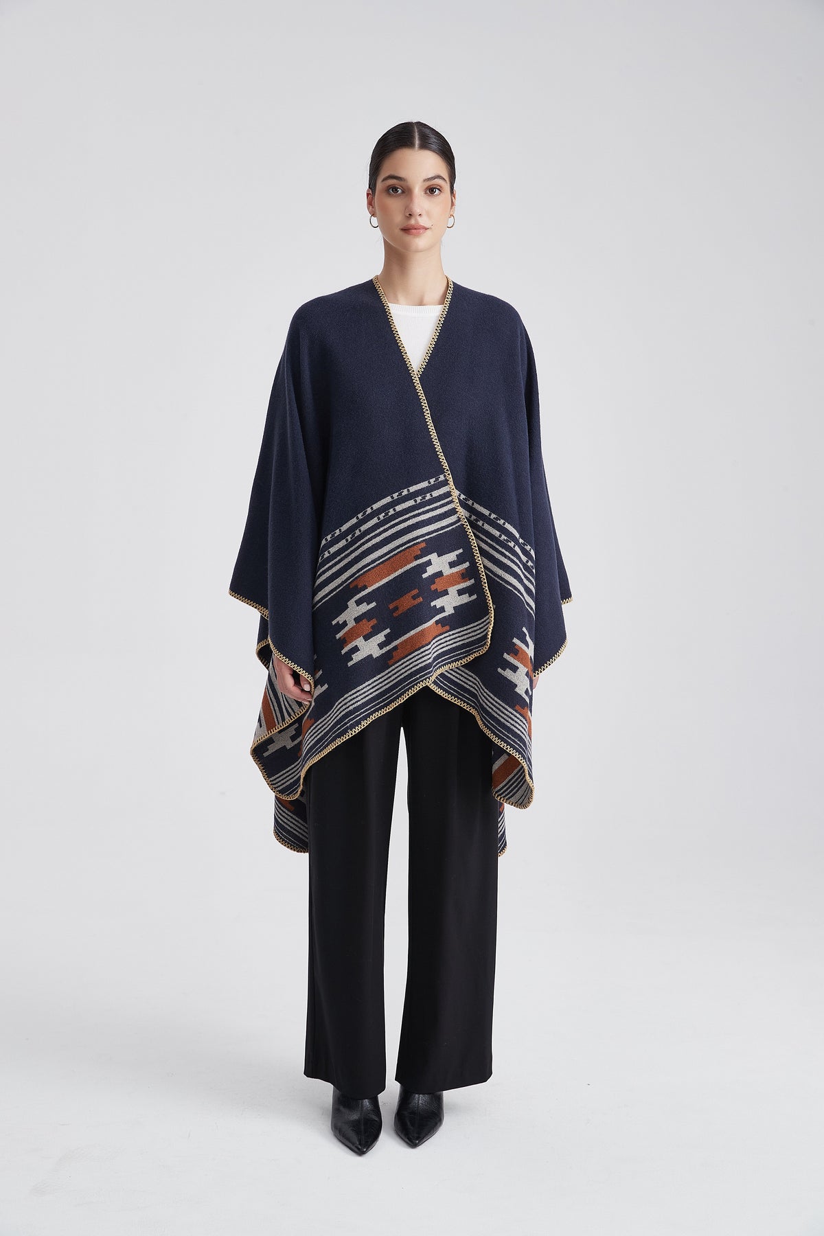 Long Patterned Poncho