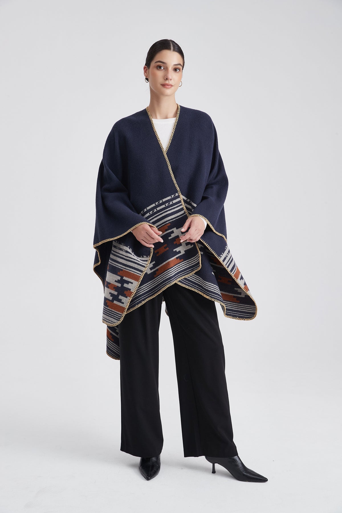 Long Patterned Poncho