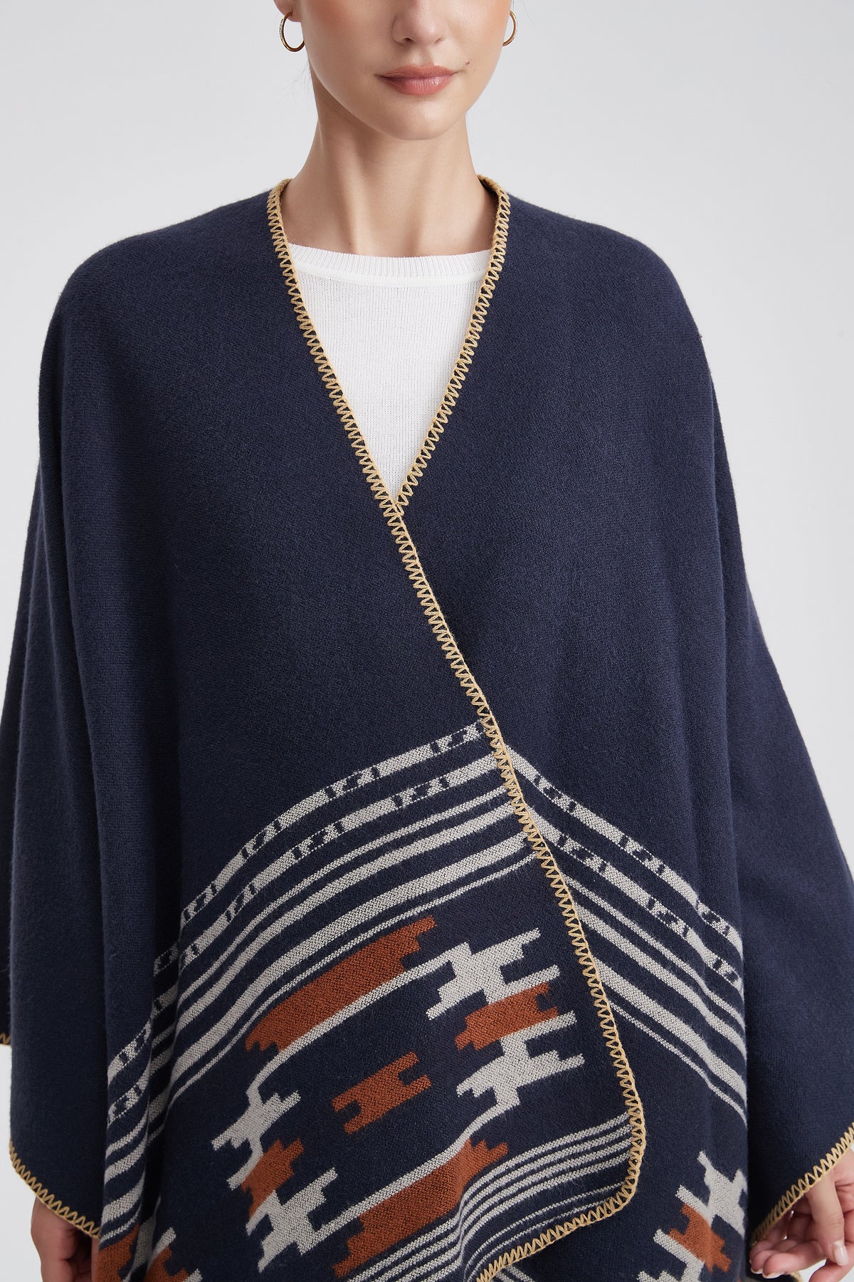Long Patterned Poncho