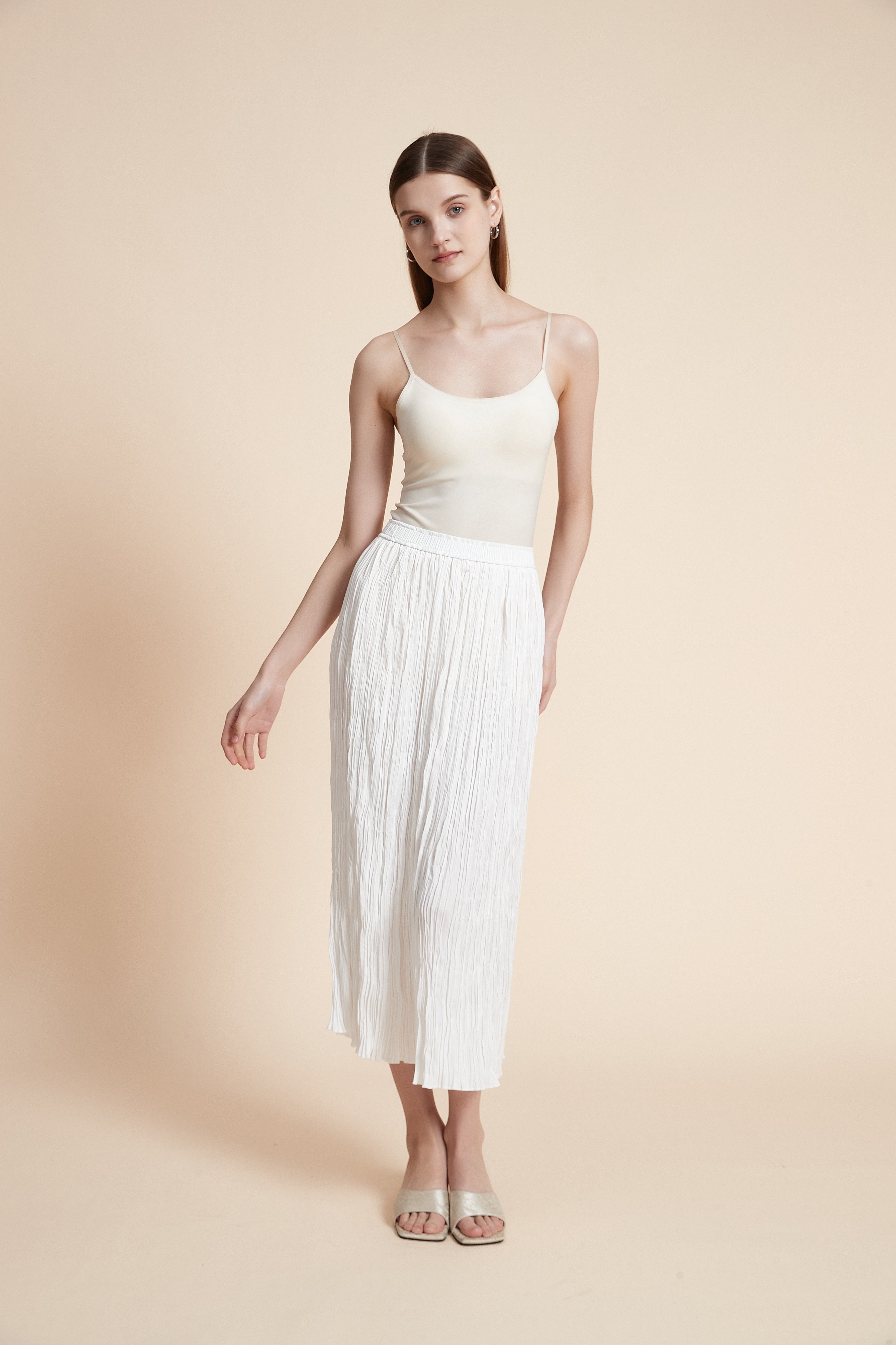 تنورة ميدي سادة مكشكشة قصة مستقيمة