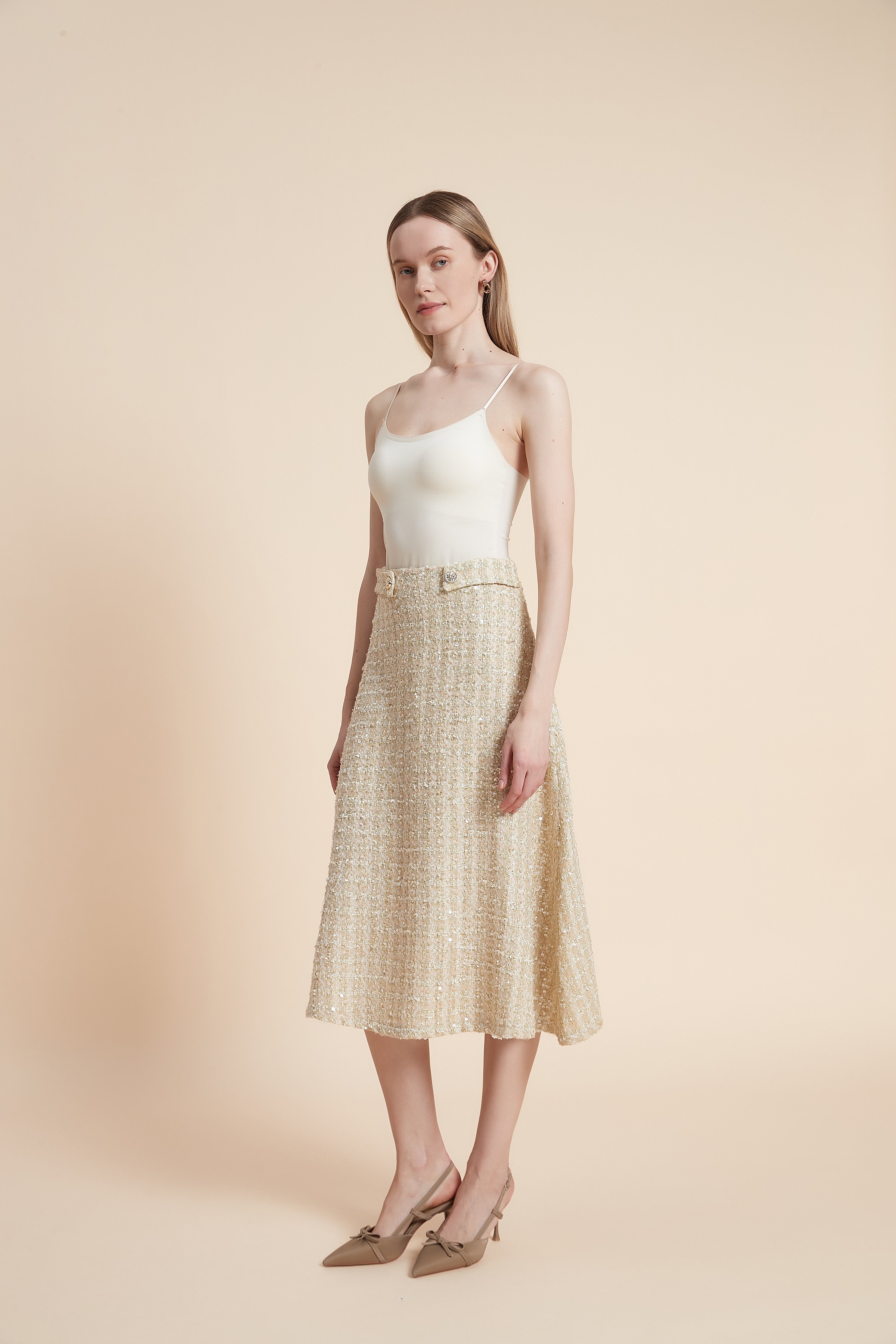 Striped Knee-Length Skirt