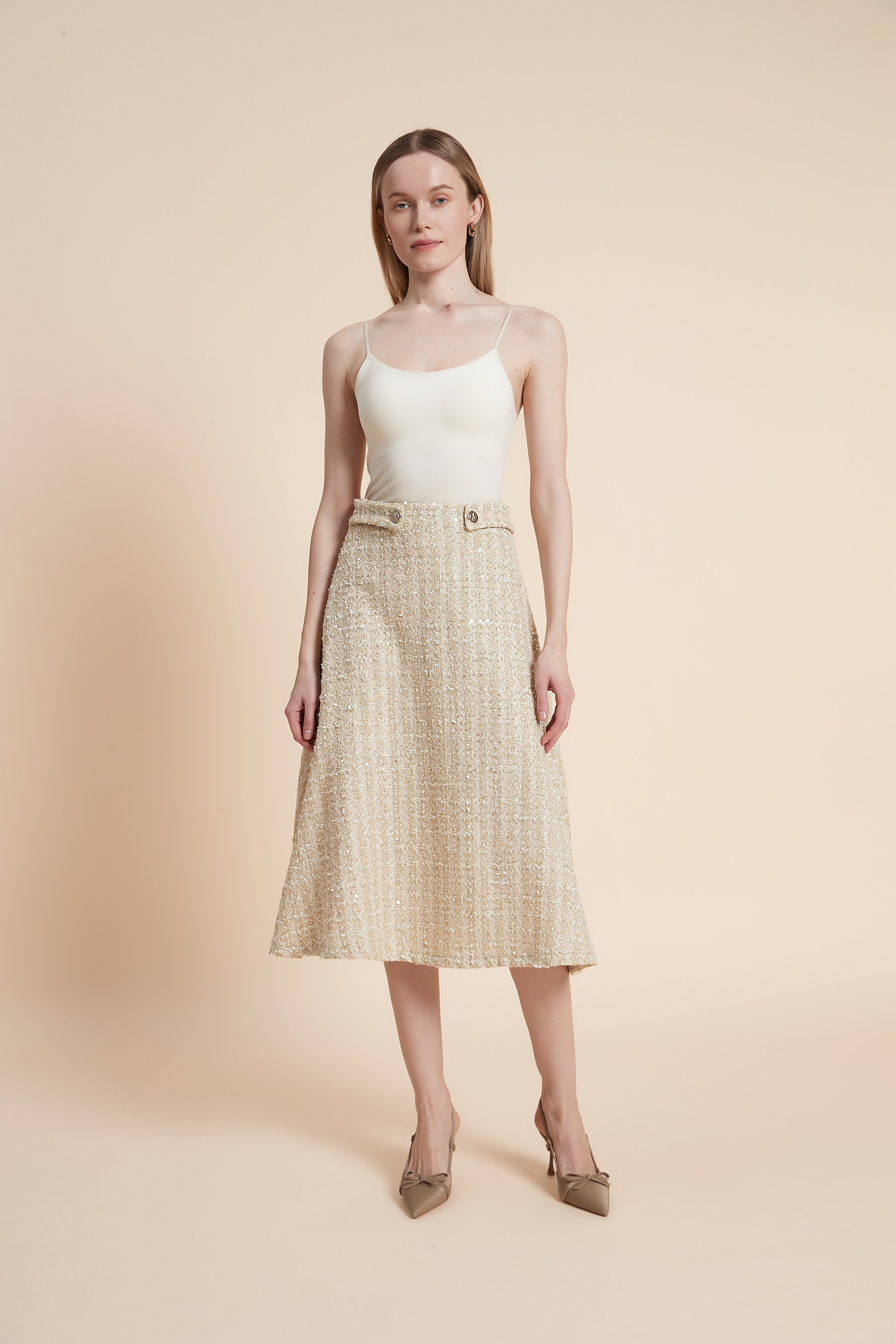 Striped Knee-Length Skirt