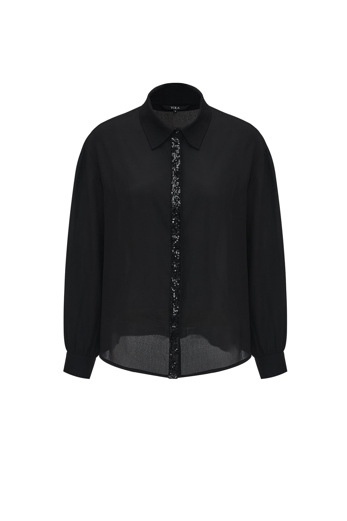 Long-Sleeve Blouse with Shimmering Details