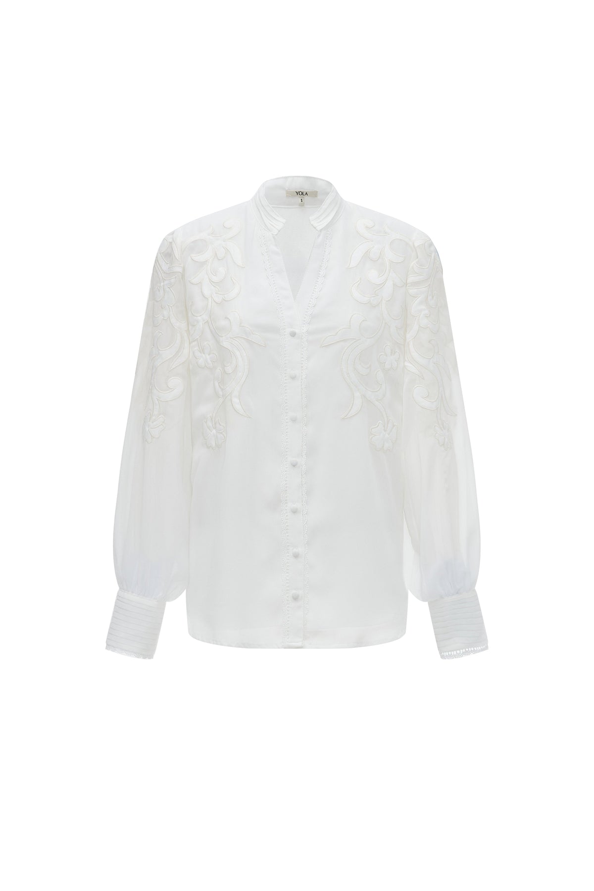 Patterned Long-Sleeve Shirt with V-Neck