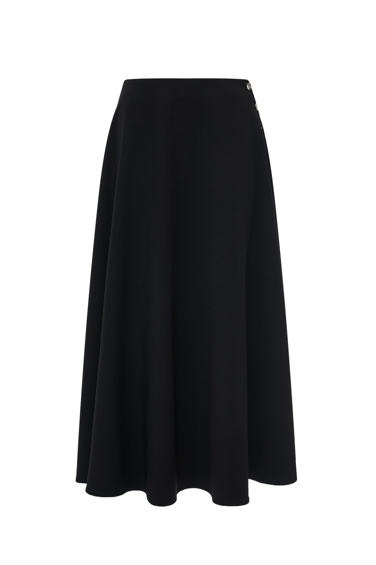 Ruffled Midi Skirt with Side Buttons