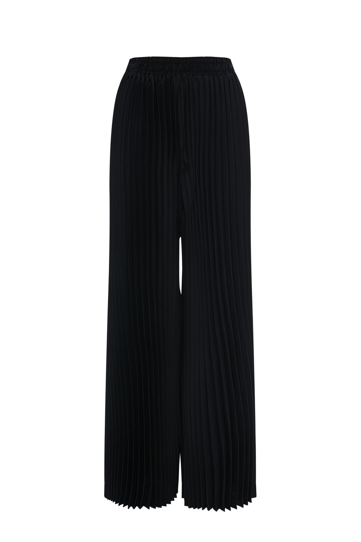 Wide-Leg Pleated Long Trousers