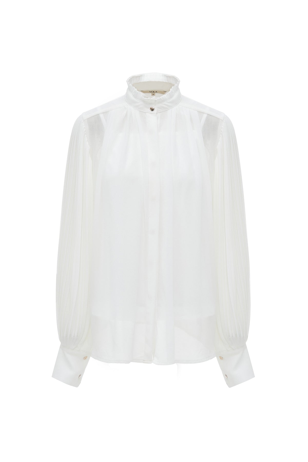 Plain Waist-Length Long-Sleeve Blouse