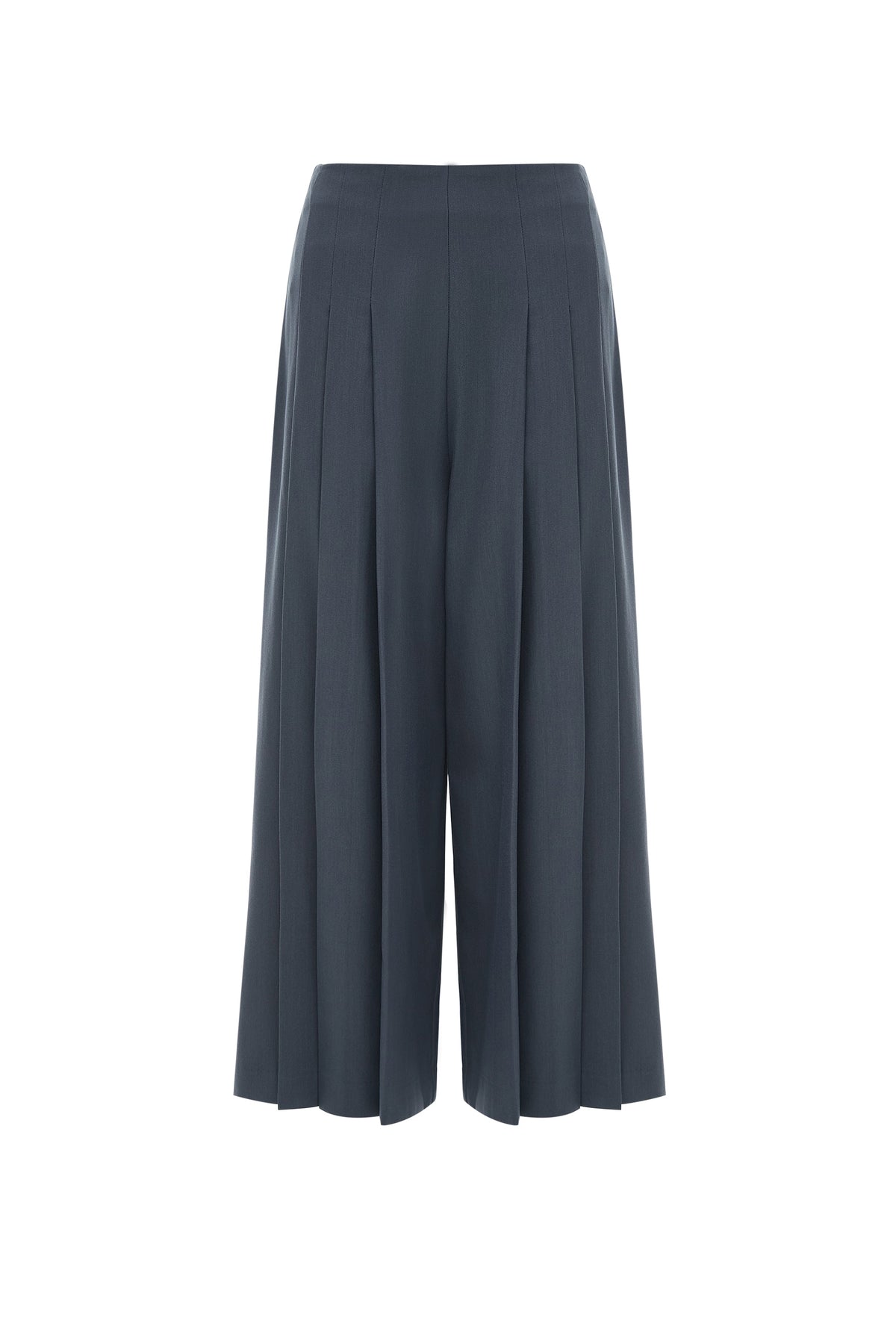 Wide-Leg 3/4 Trousers with Pleats
