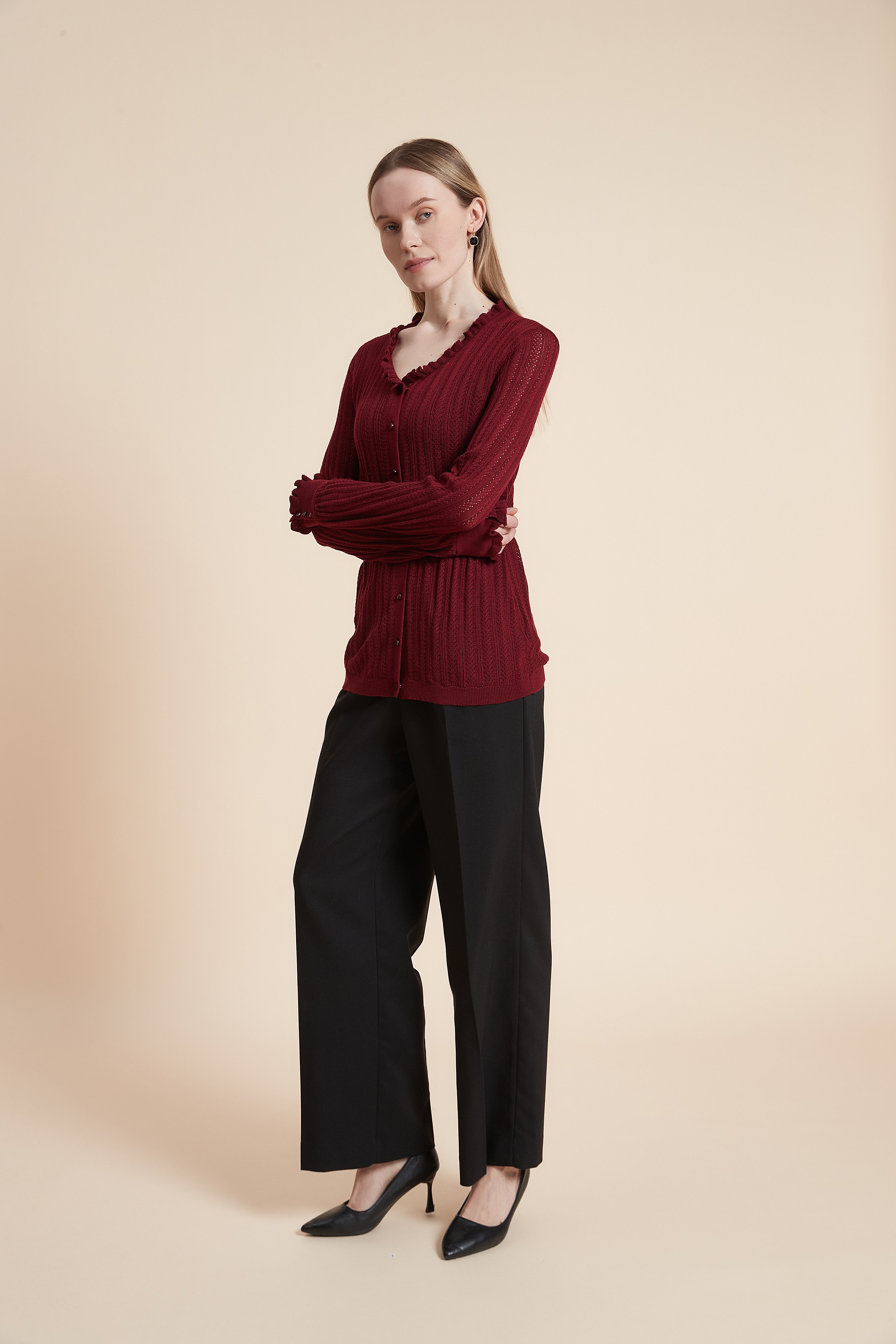 Long Sleeve Waist-Length Cardigan