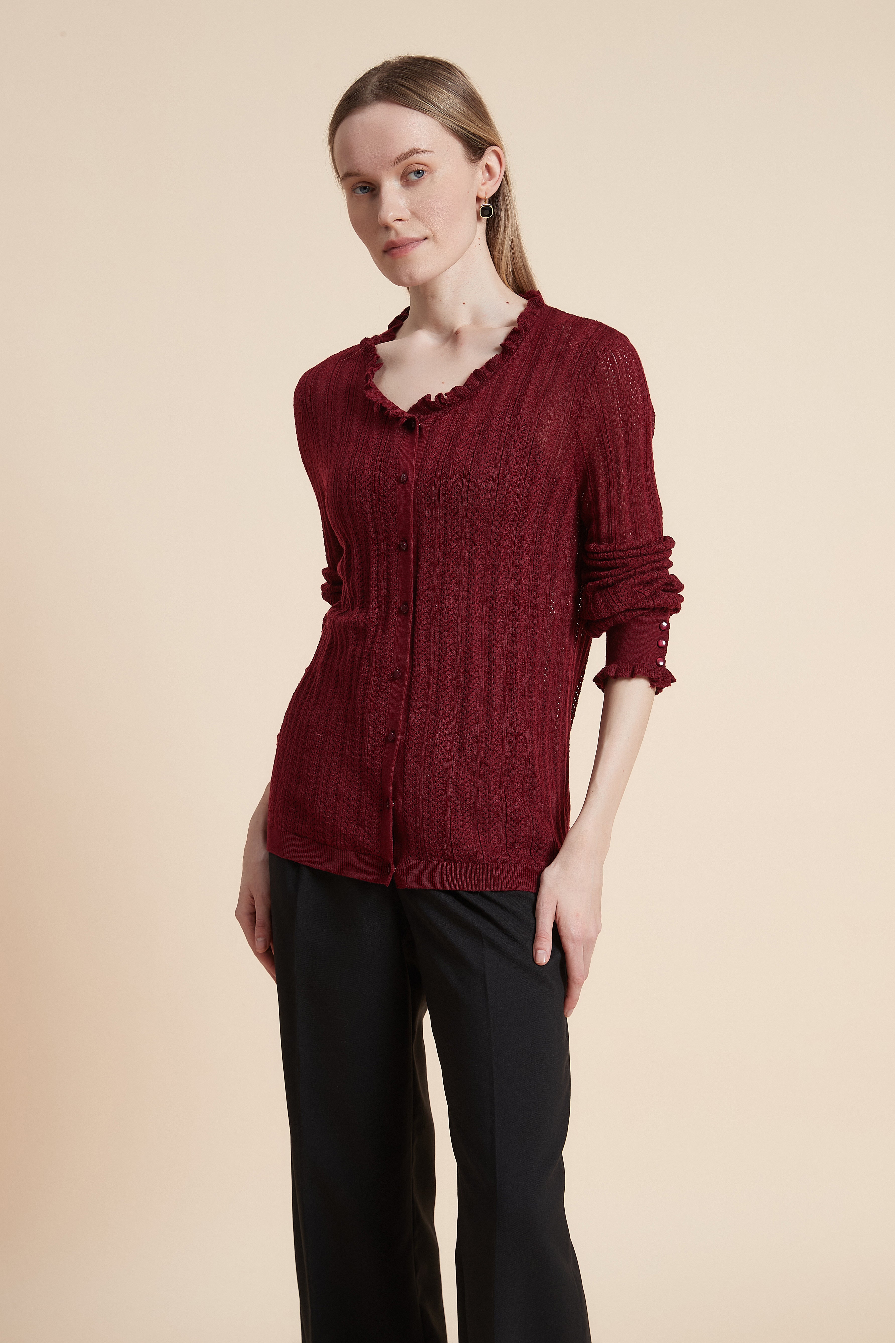 Long Sleeve Waist-Length Cardigan