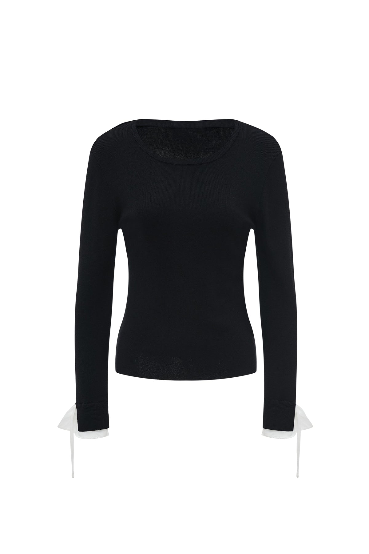 Plain Long-Sleeve Top With Round Neck