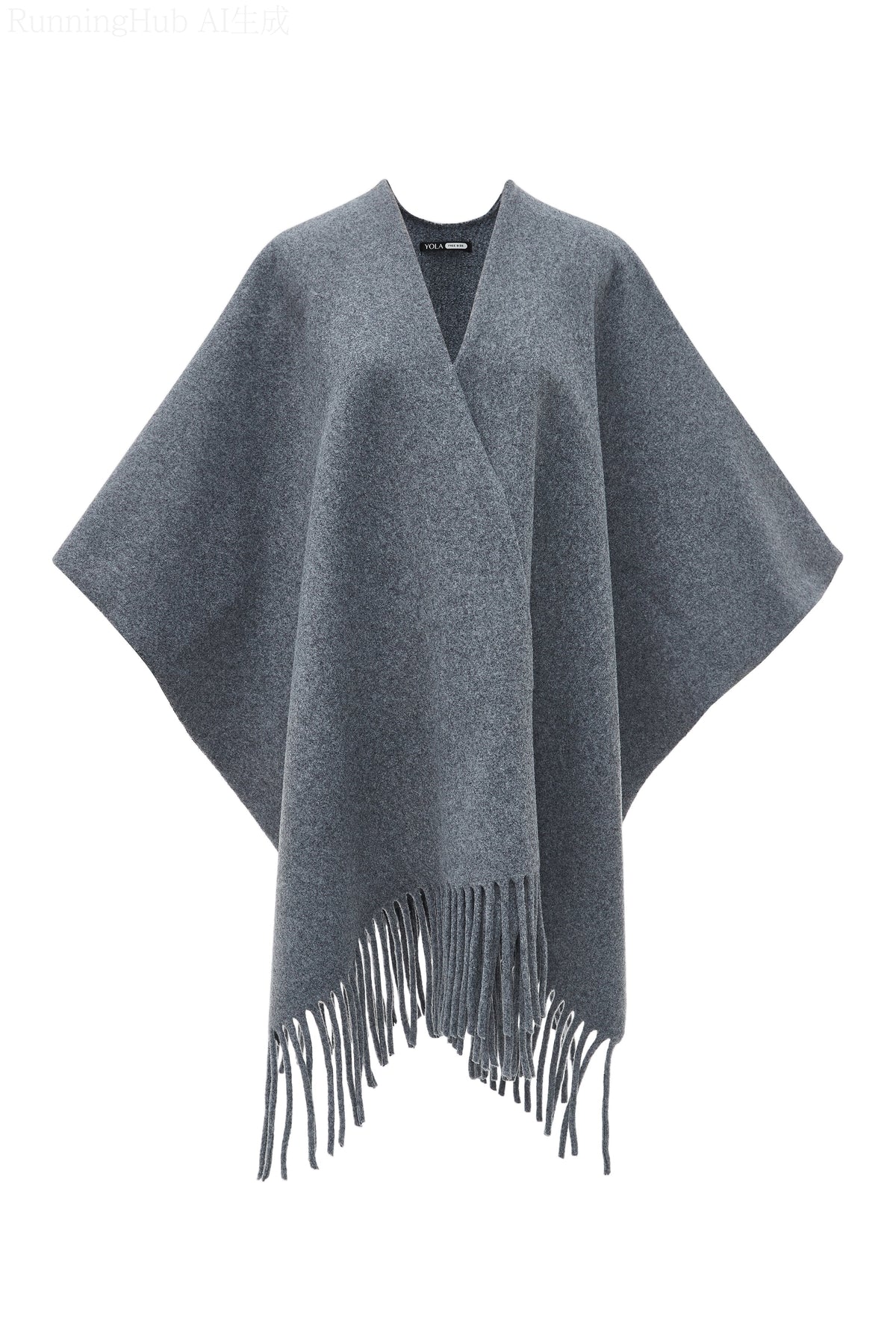 Plain Poncho with Fringes