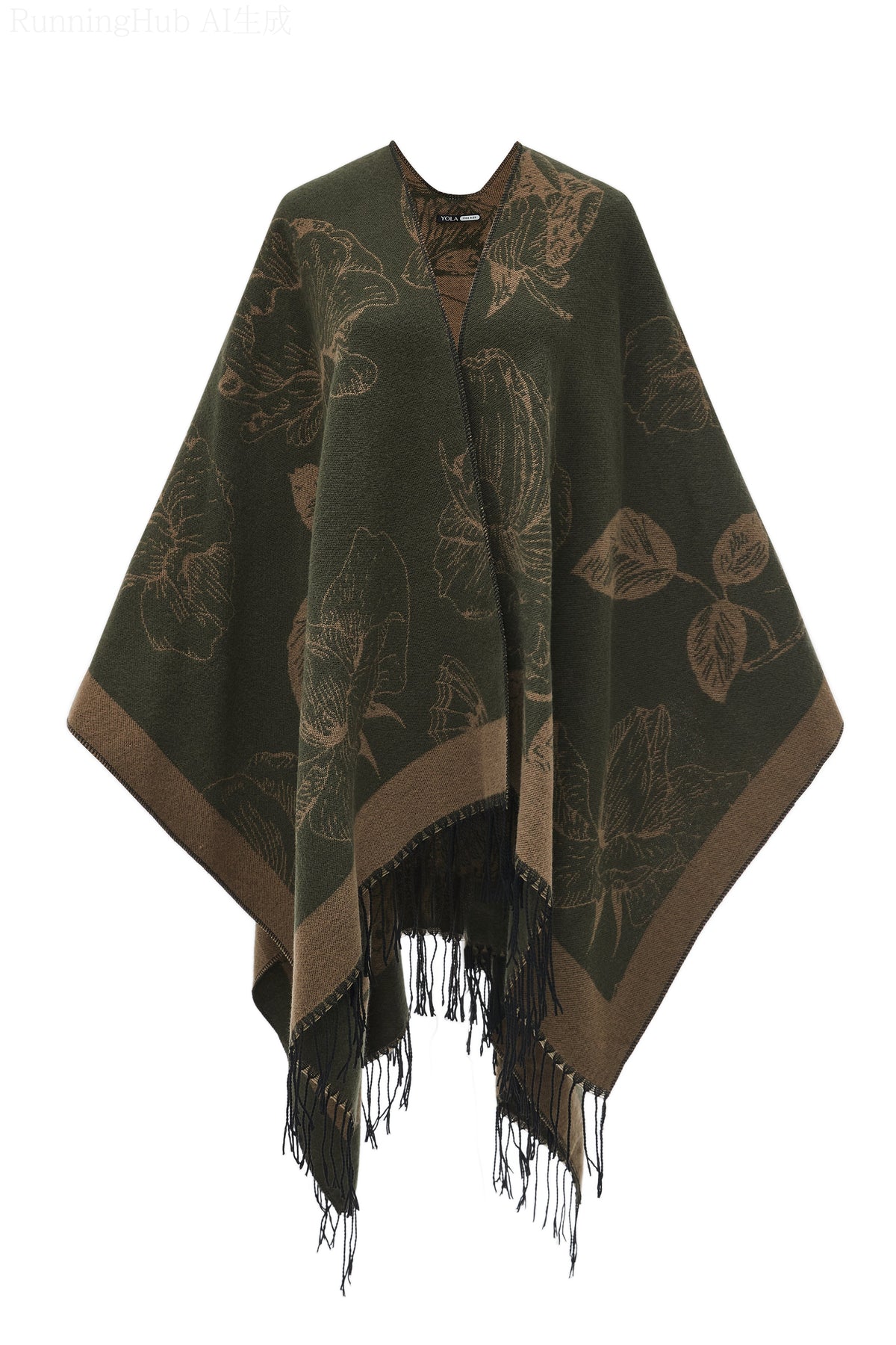 Long Floral Poncho