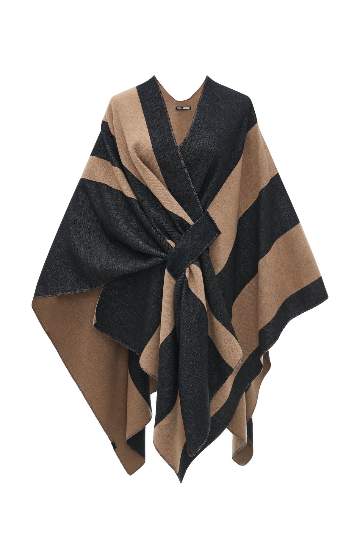 Poncho with Bold Stripes