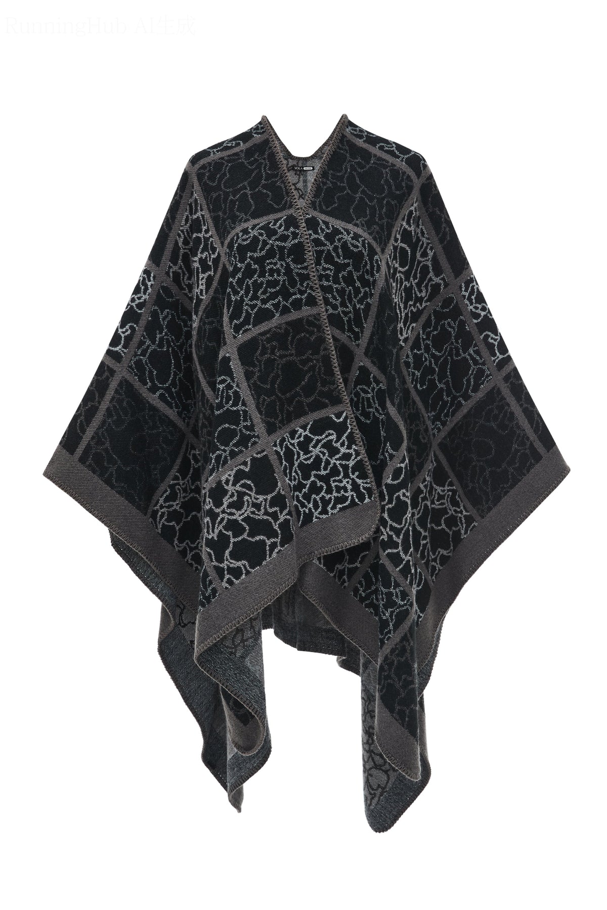 Poncho with Large Checks
