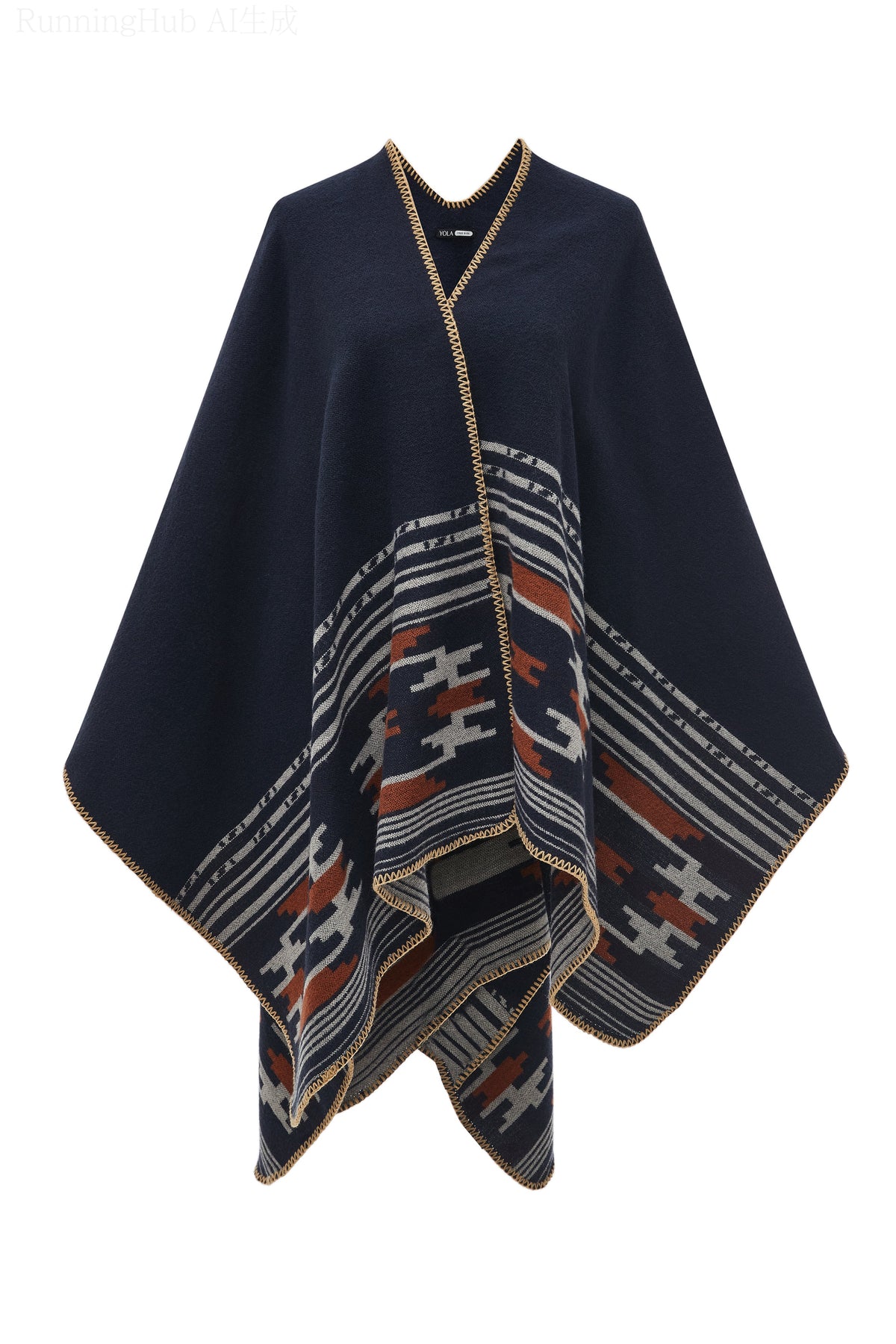 Long Patterned Poncho