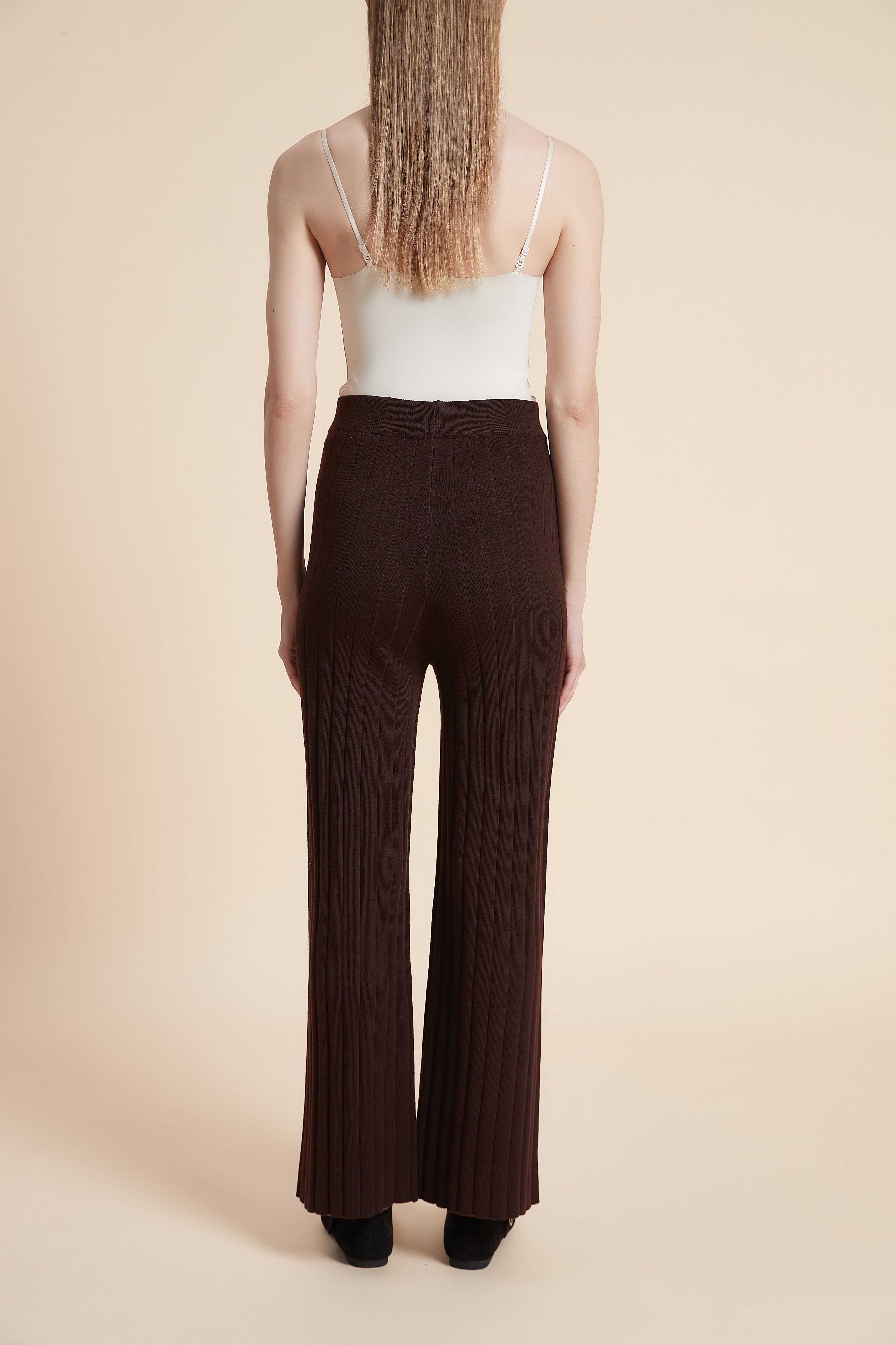 Long solid ribbed pants