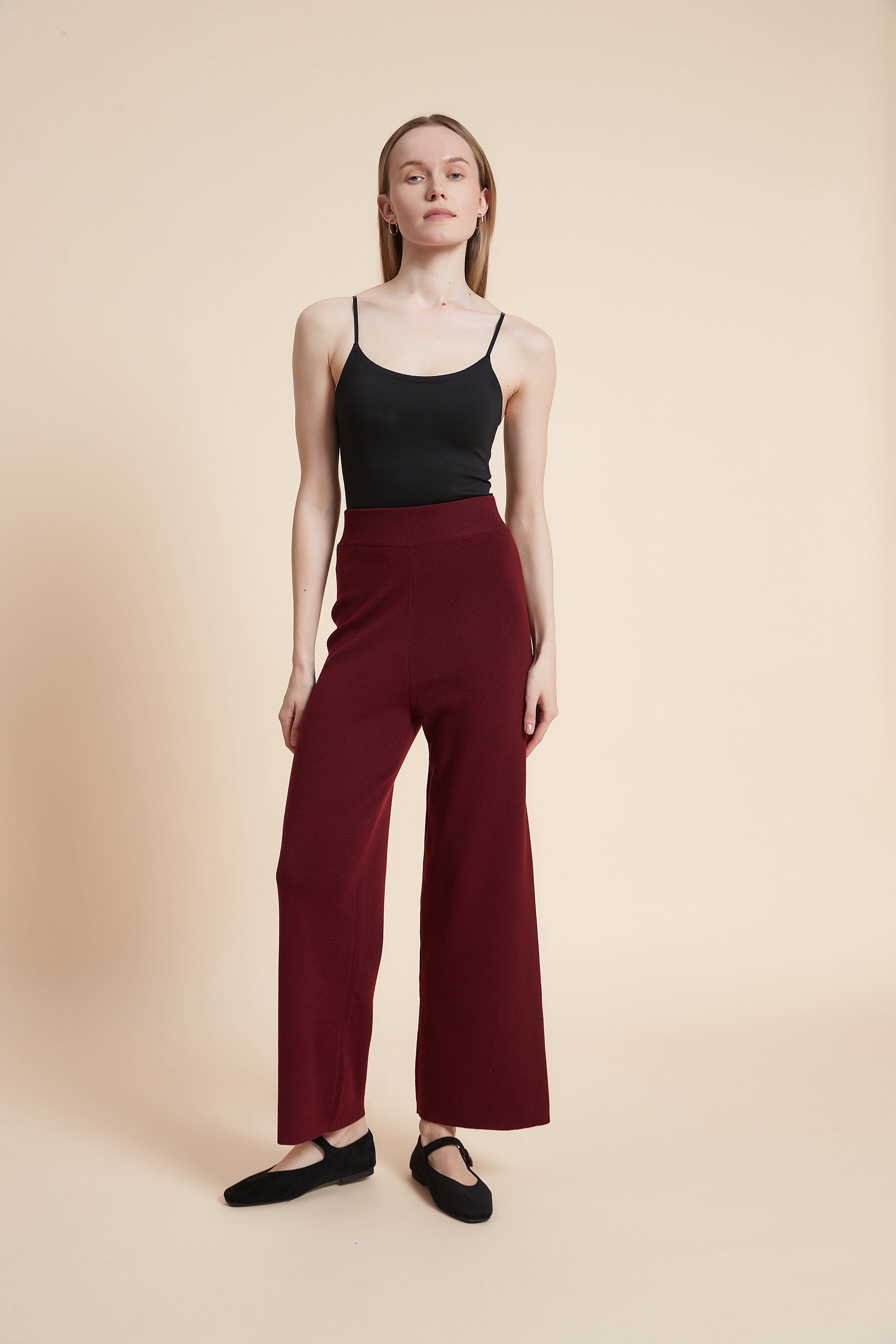 Long solid wide-leg pants