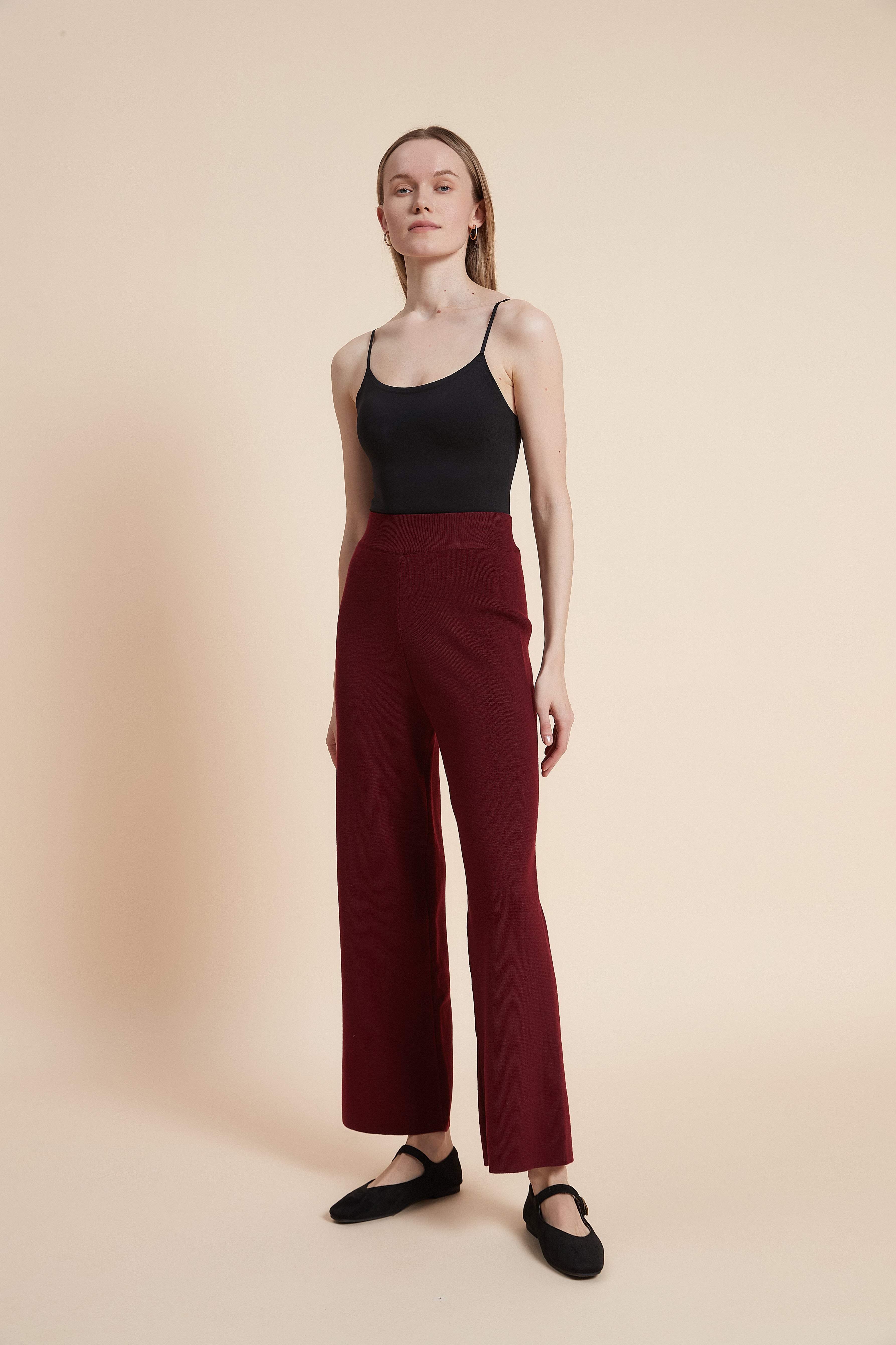 Long solid wide-leg pants