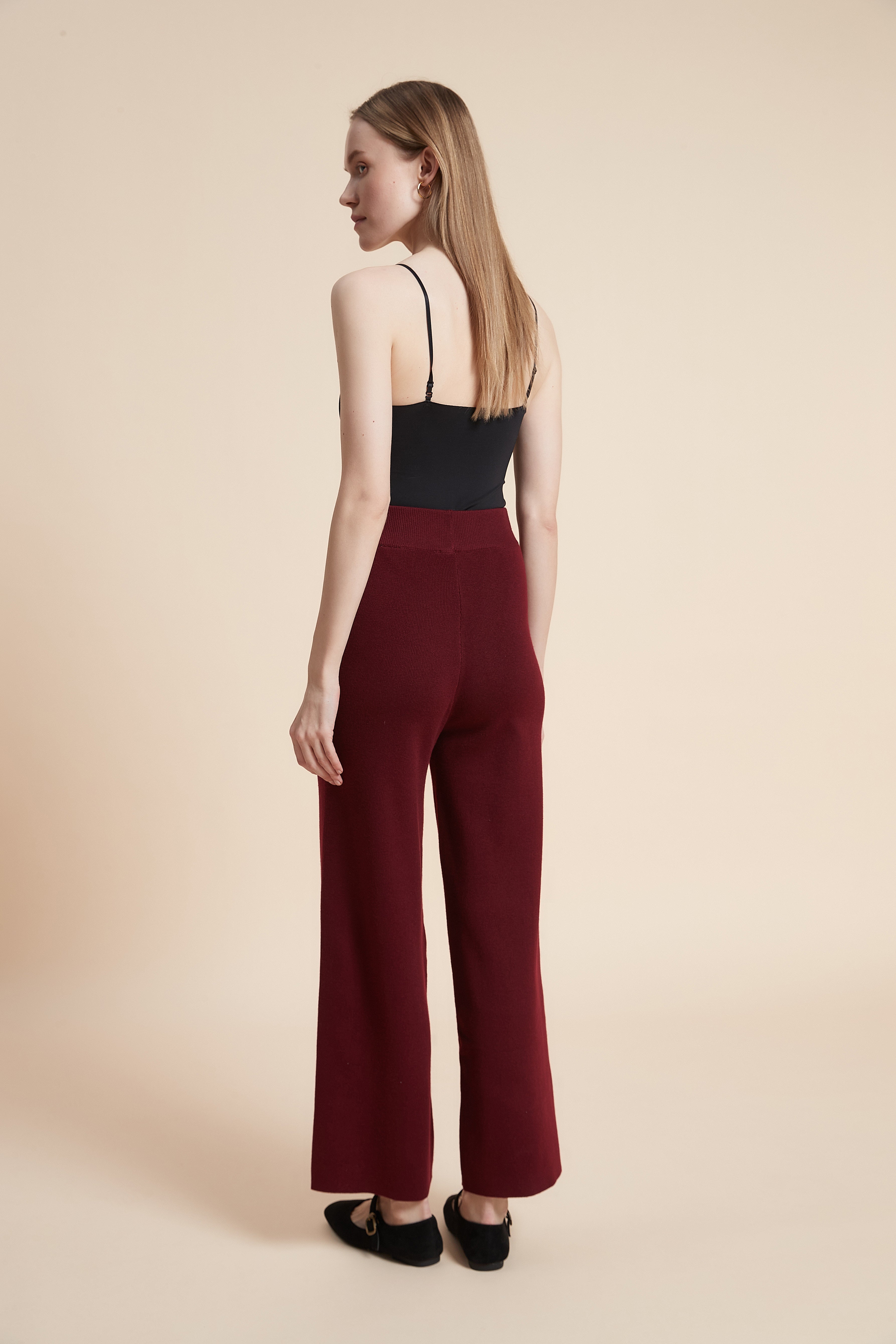 Long solid wide-leg pants