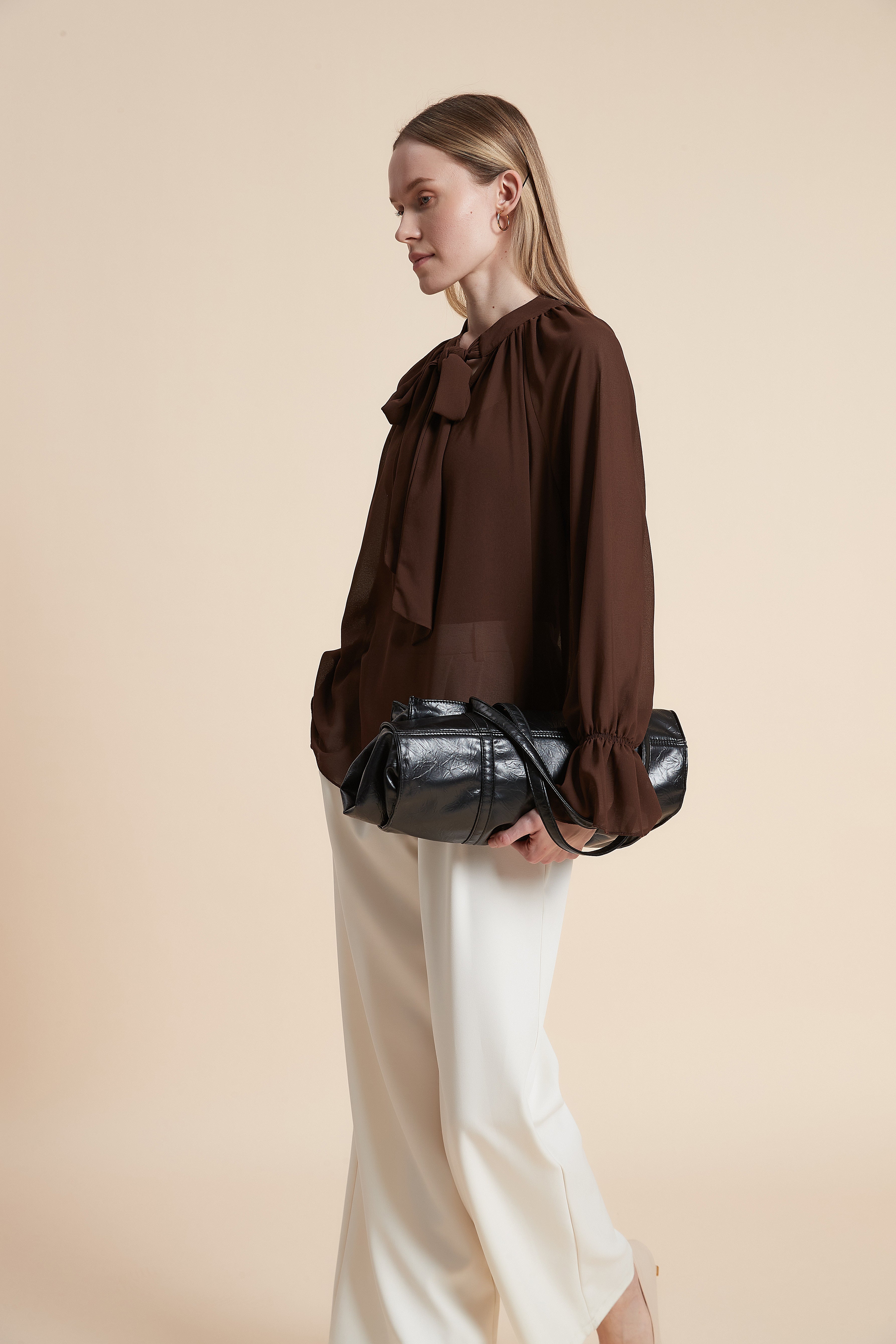 Plain Long-Sleeved Blouse