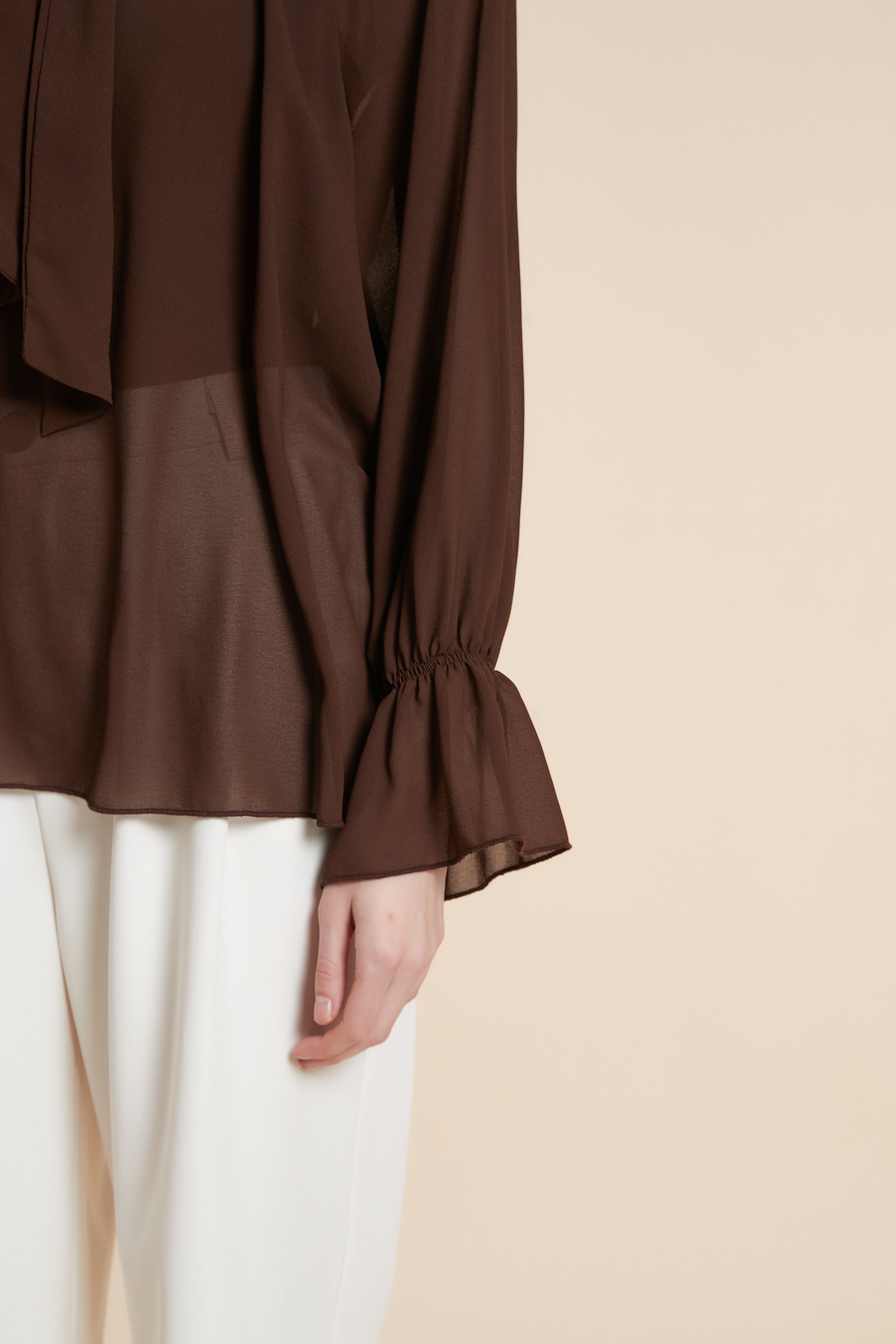 Plain Long-Sleeved Blouse