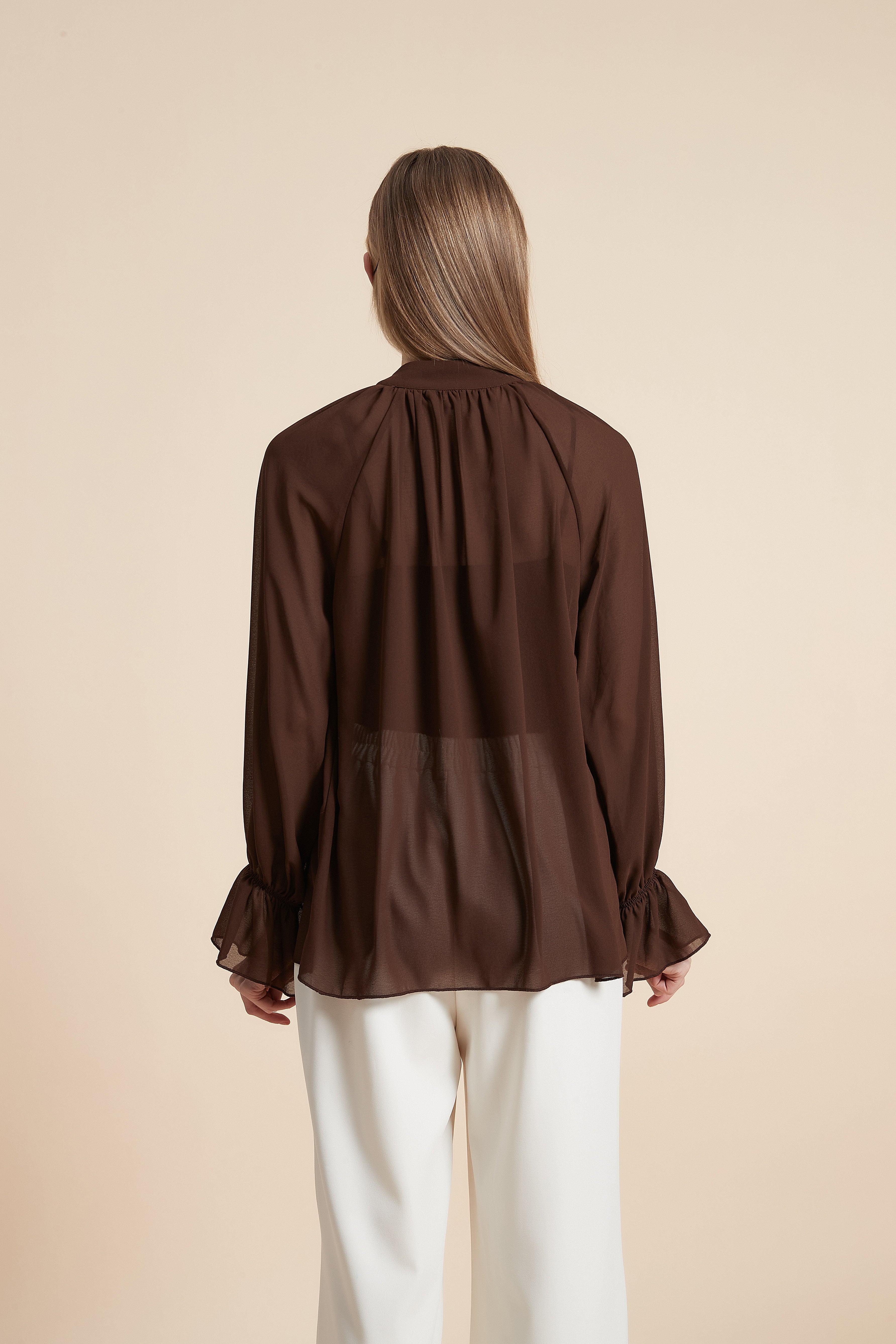 Plain Long-Sleeved Blouse