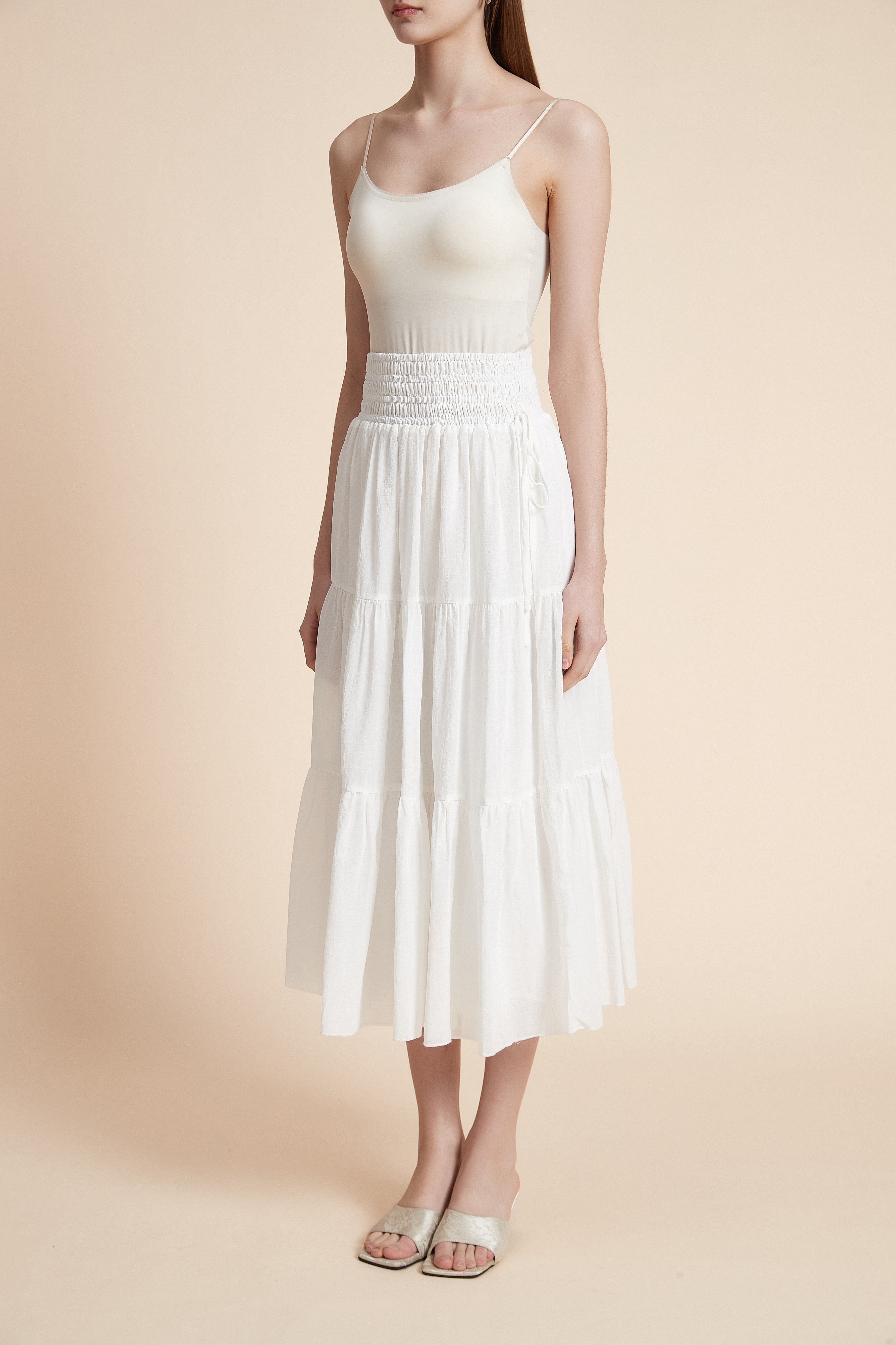 Solid Color Long Skirt with Elastic Waist