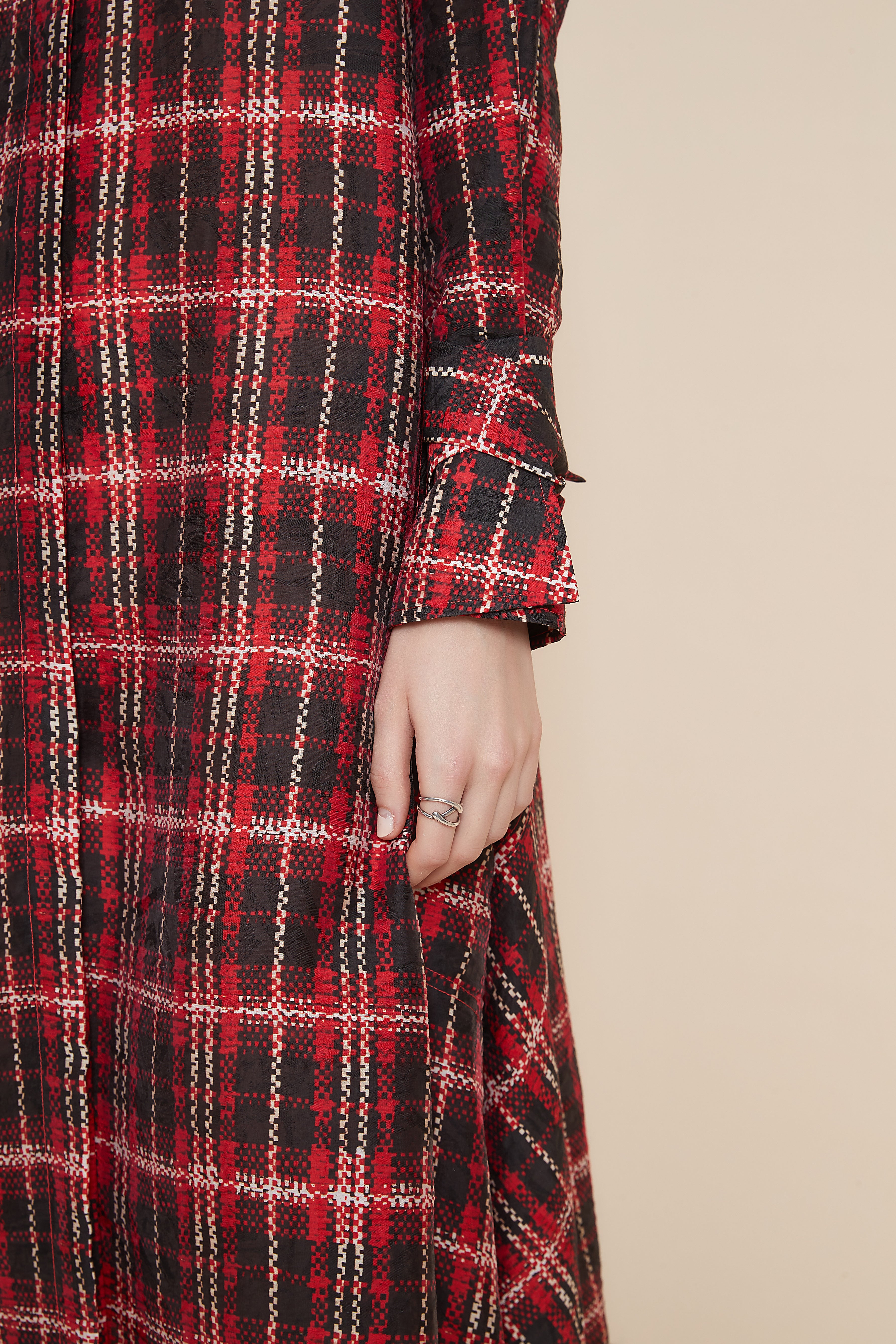 Yola Long Sleeve Checkered Shirt Dress
