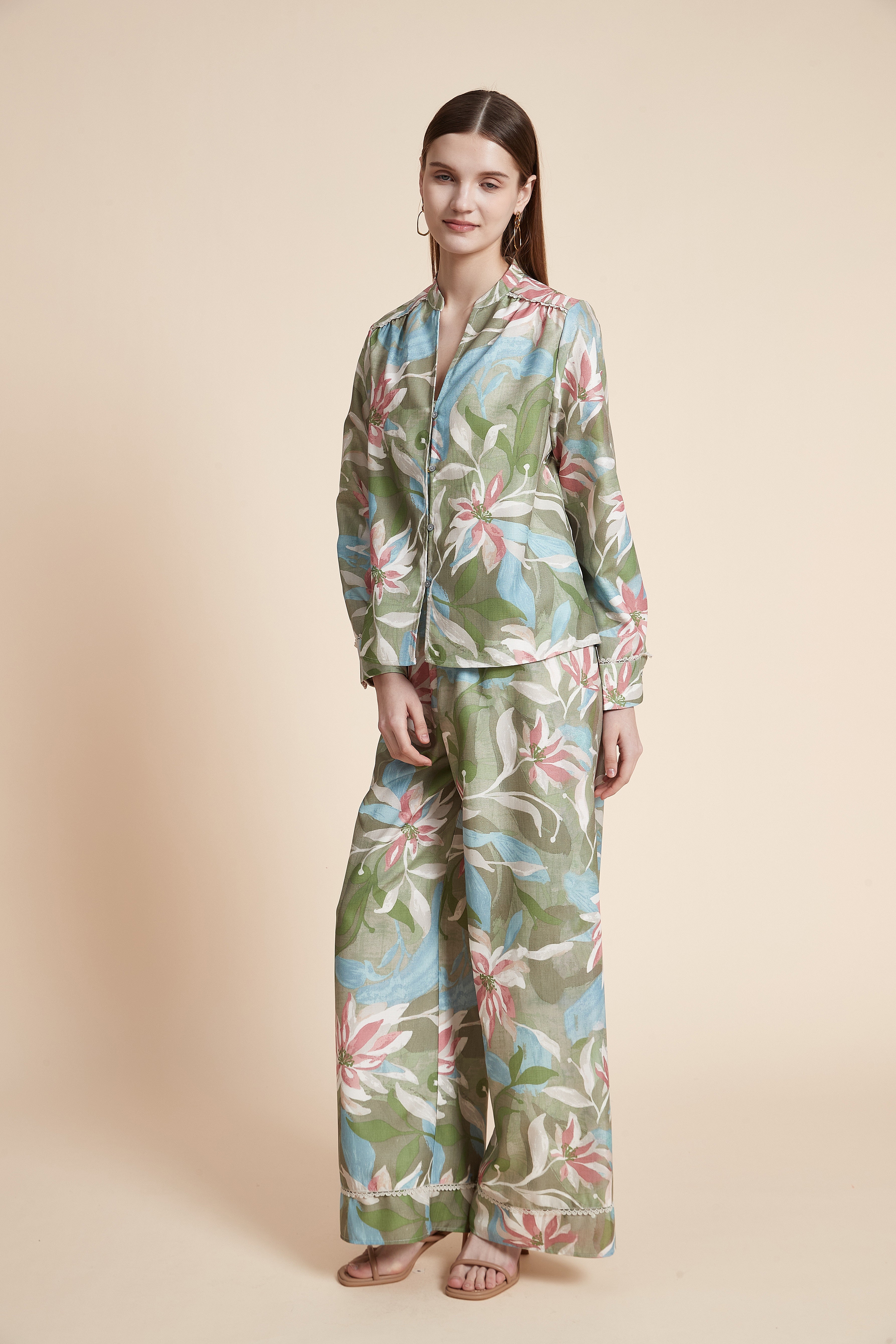 Long Sleeve Floral Print Blouse