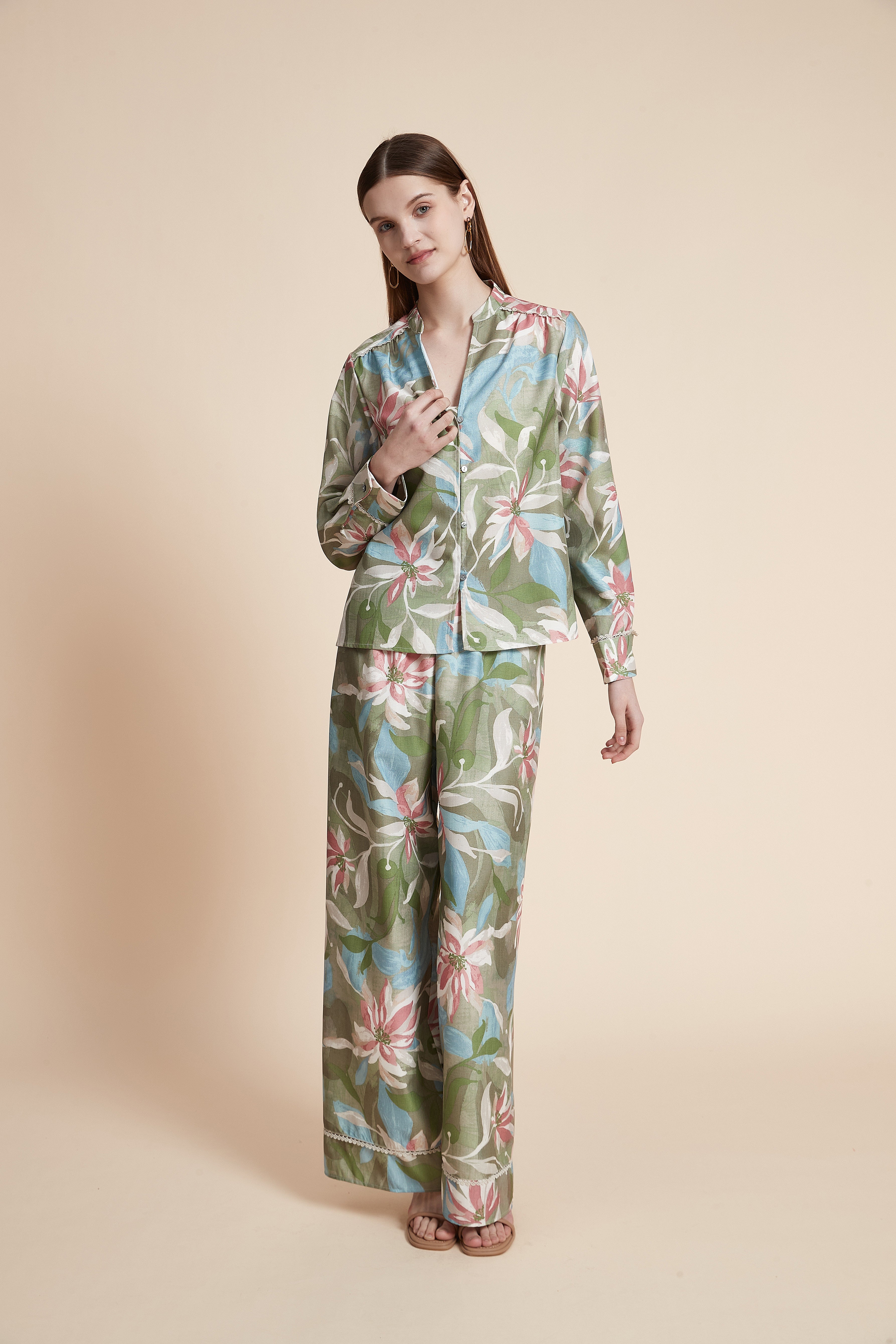 Long Sleeve Floral Print Blouse