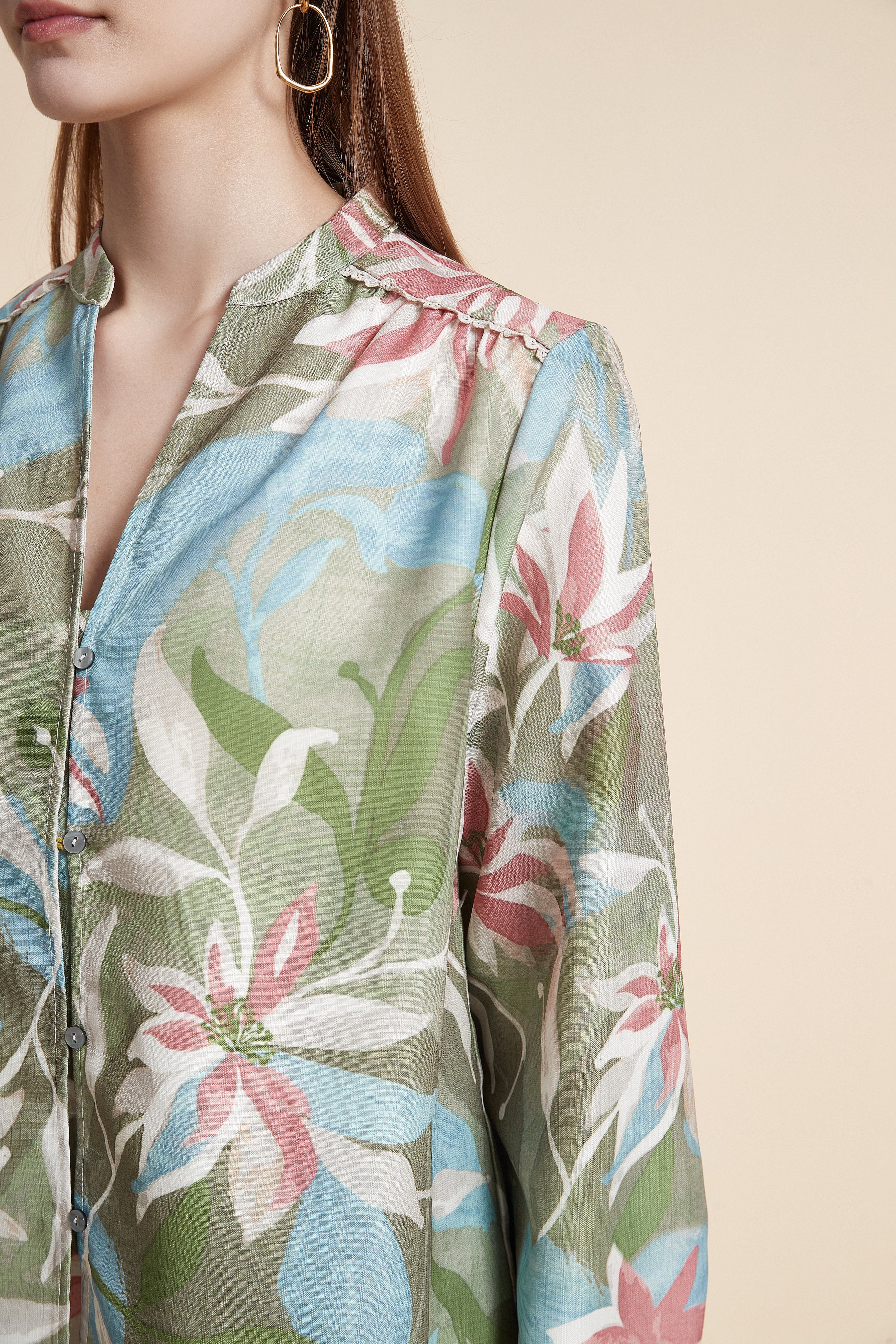 Long Sleeve Floral Print Blouse