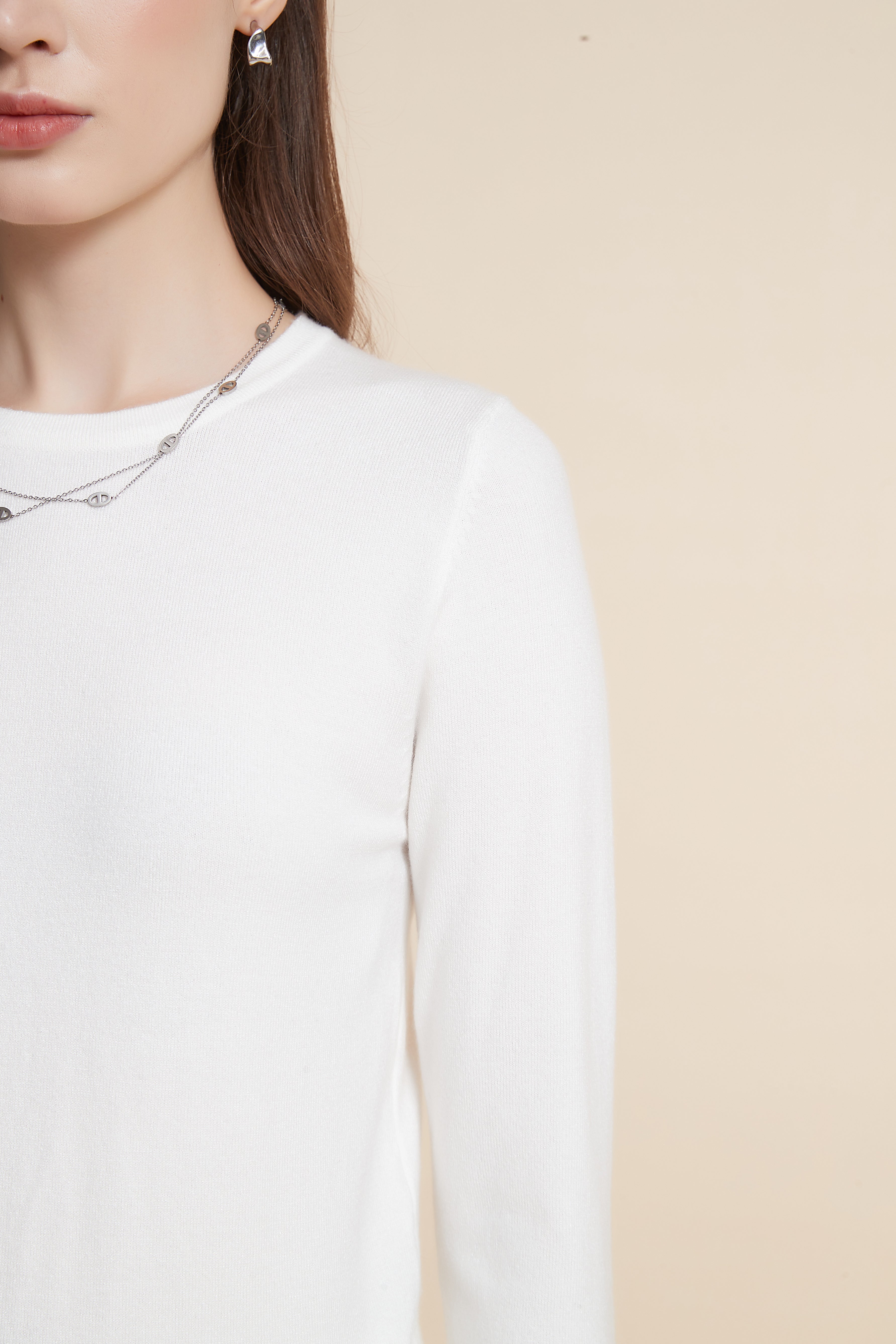 Yola Plain Long Sleeve Blouse with Metallic Button Details