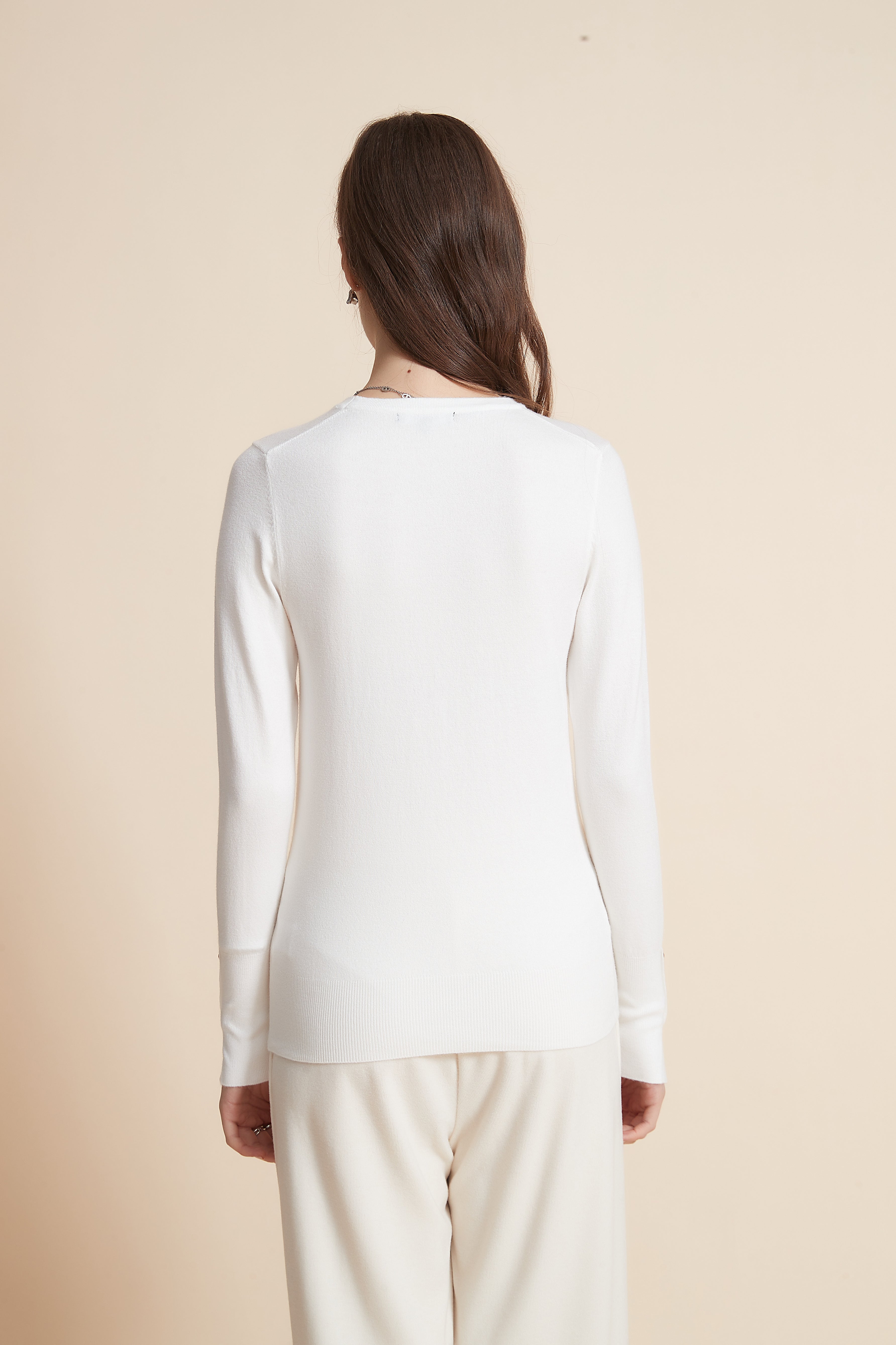 Yola Plain Long Sleeve Blouse with Metallic Button Details