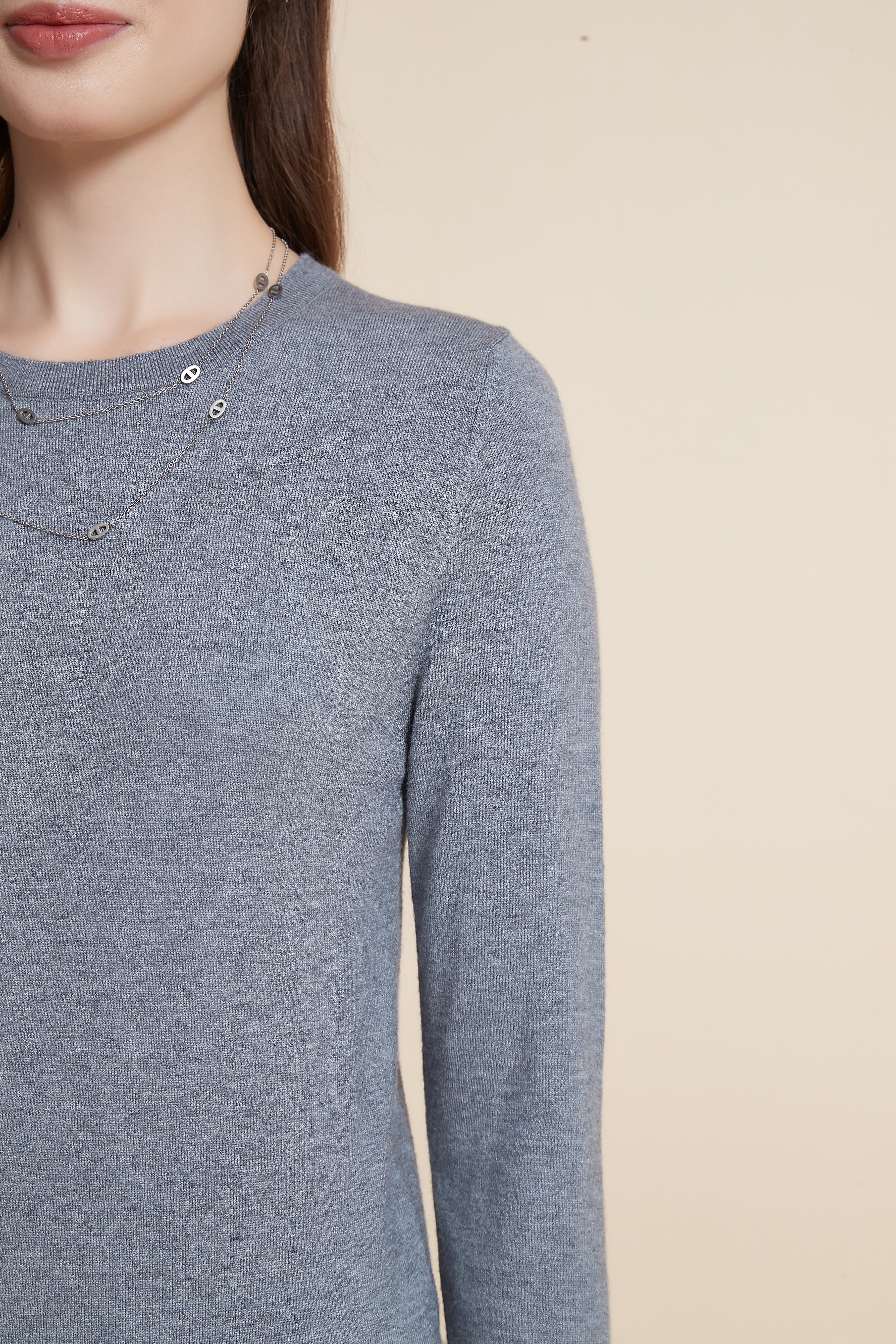 Yola Plain Long Sleeve Blouse with Metallic Button Details