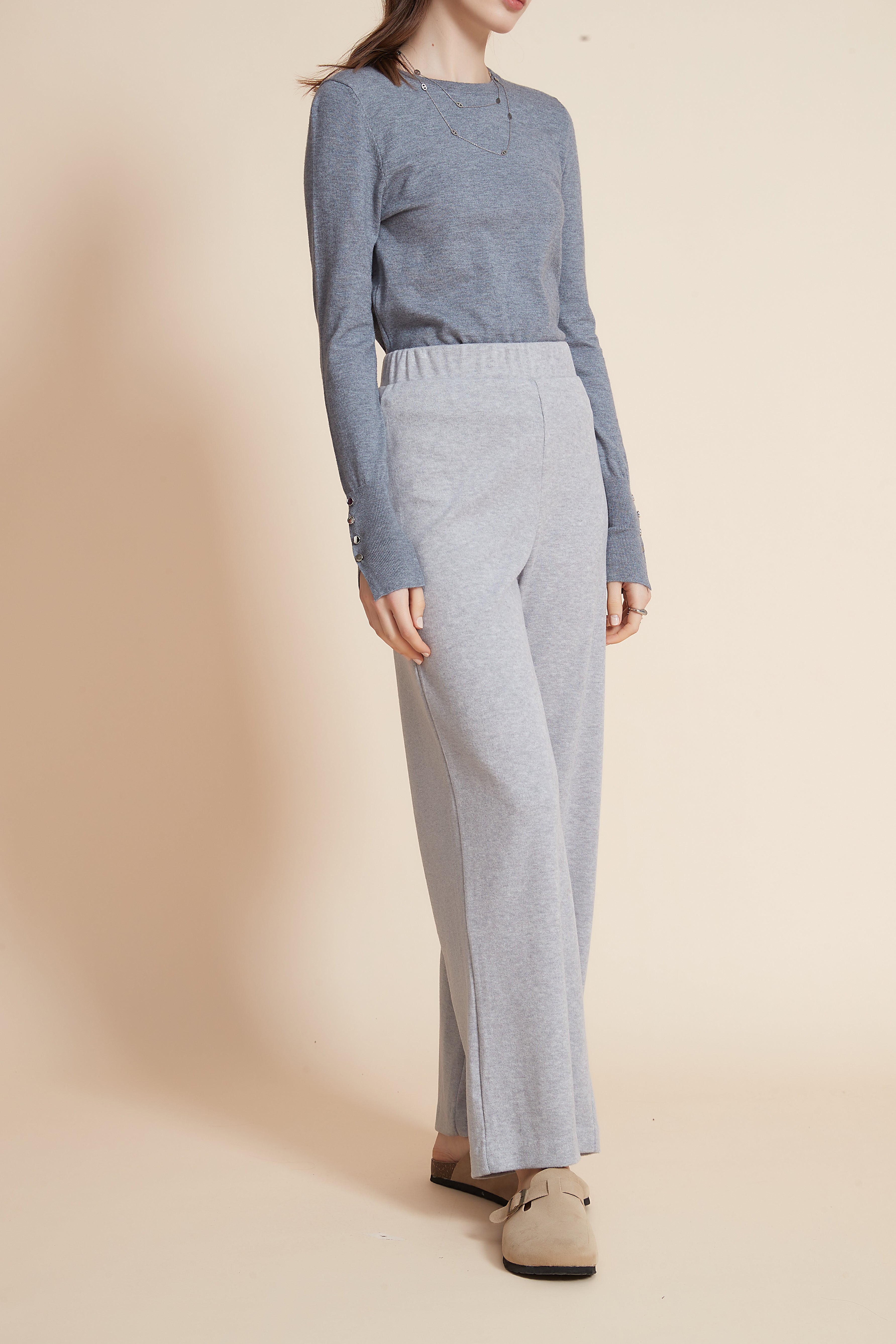 Yola Plain Wide Elastic Waist Pants