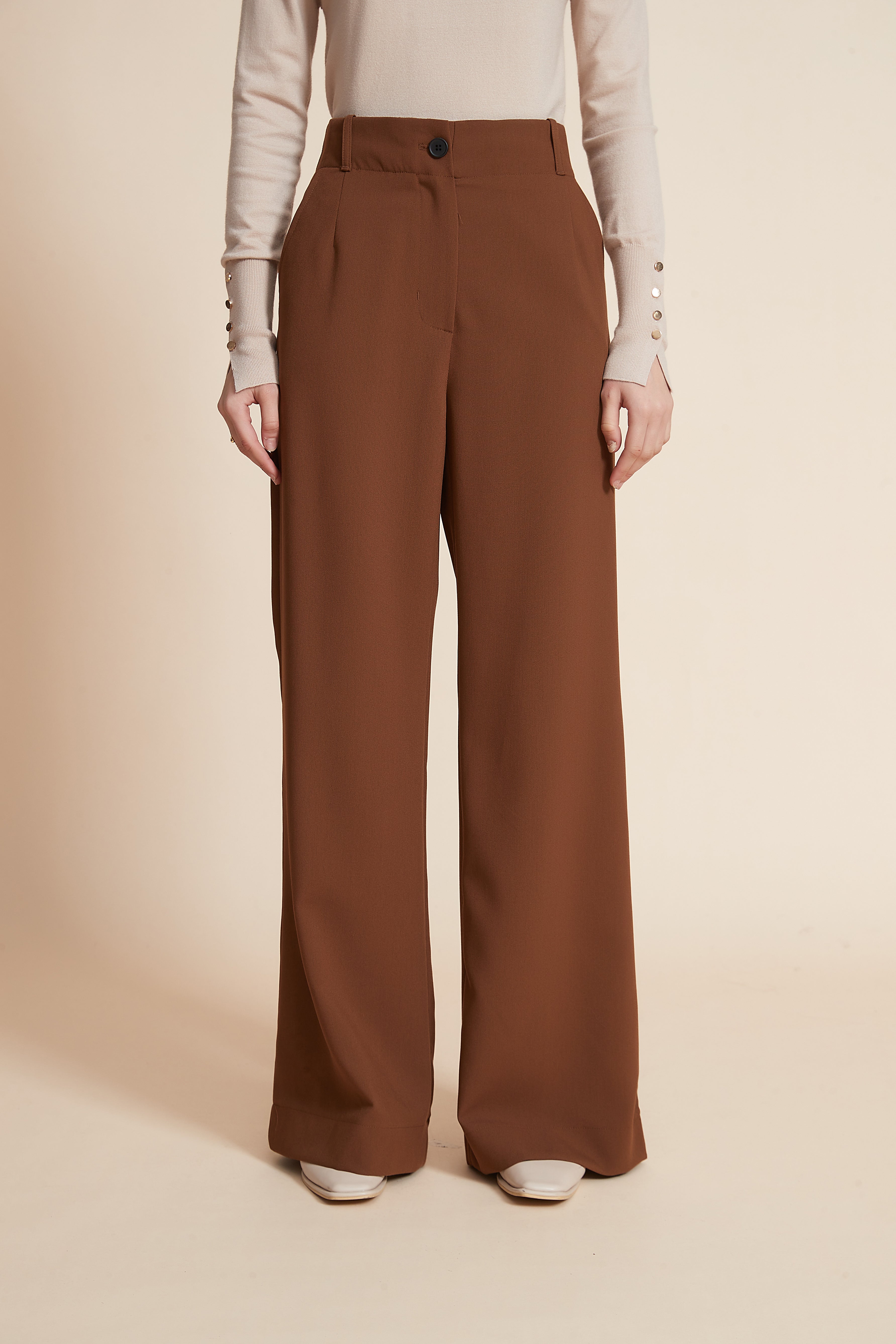 Long Plain Wide-Leg Pants