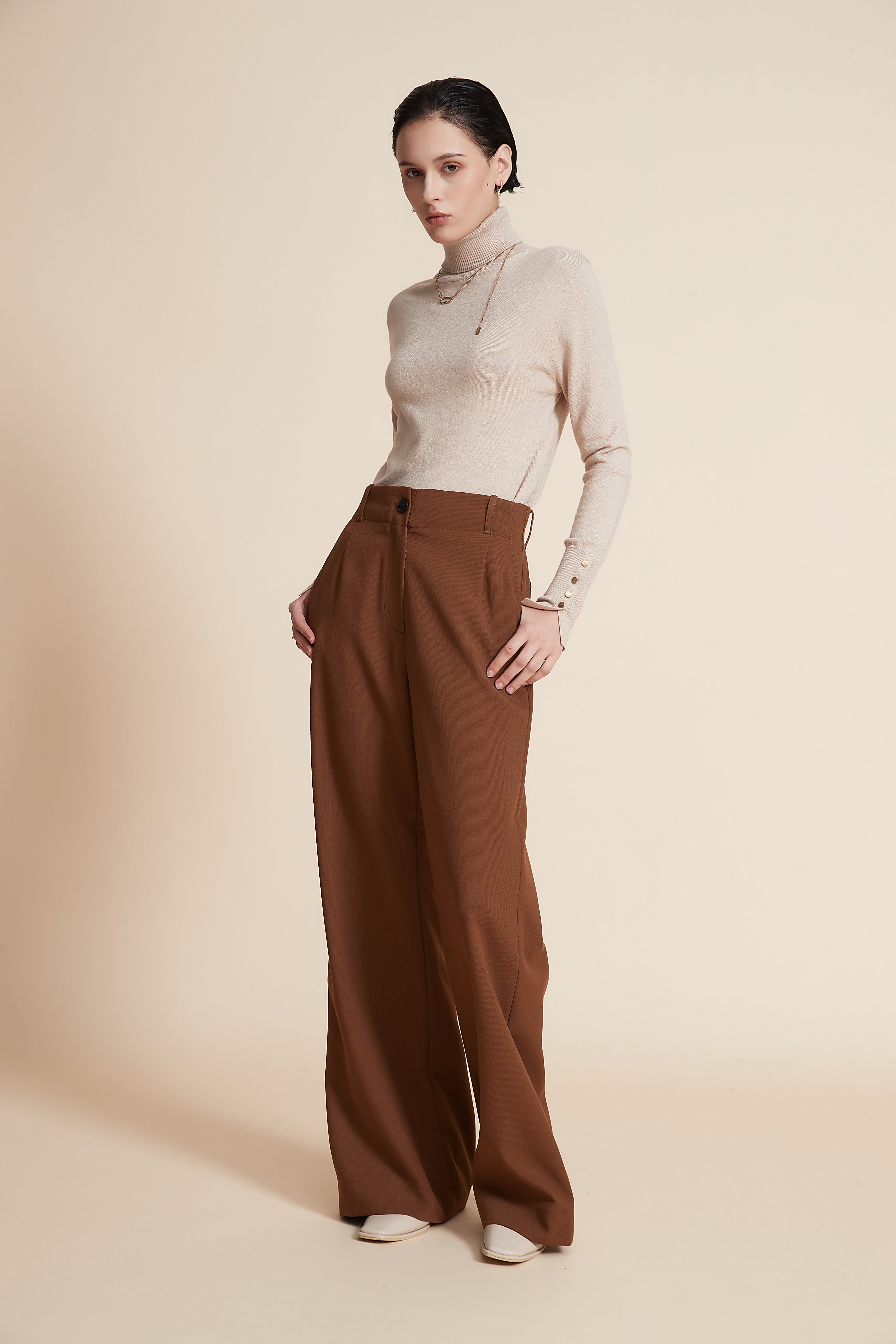 Long Plain Wide-Leg Pants
