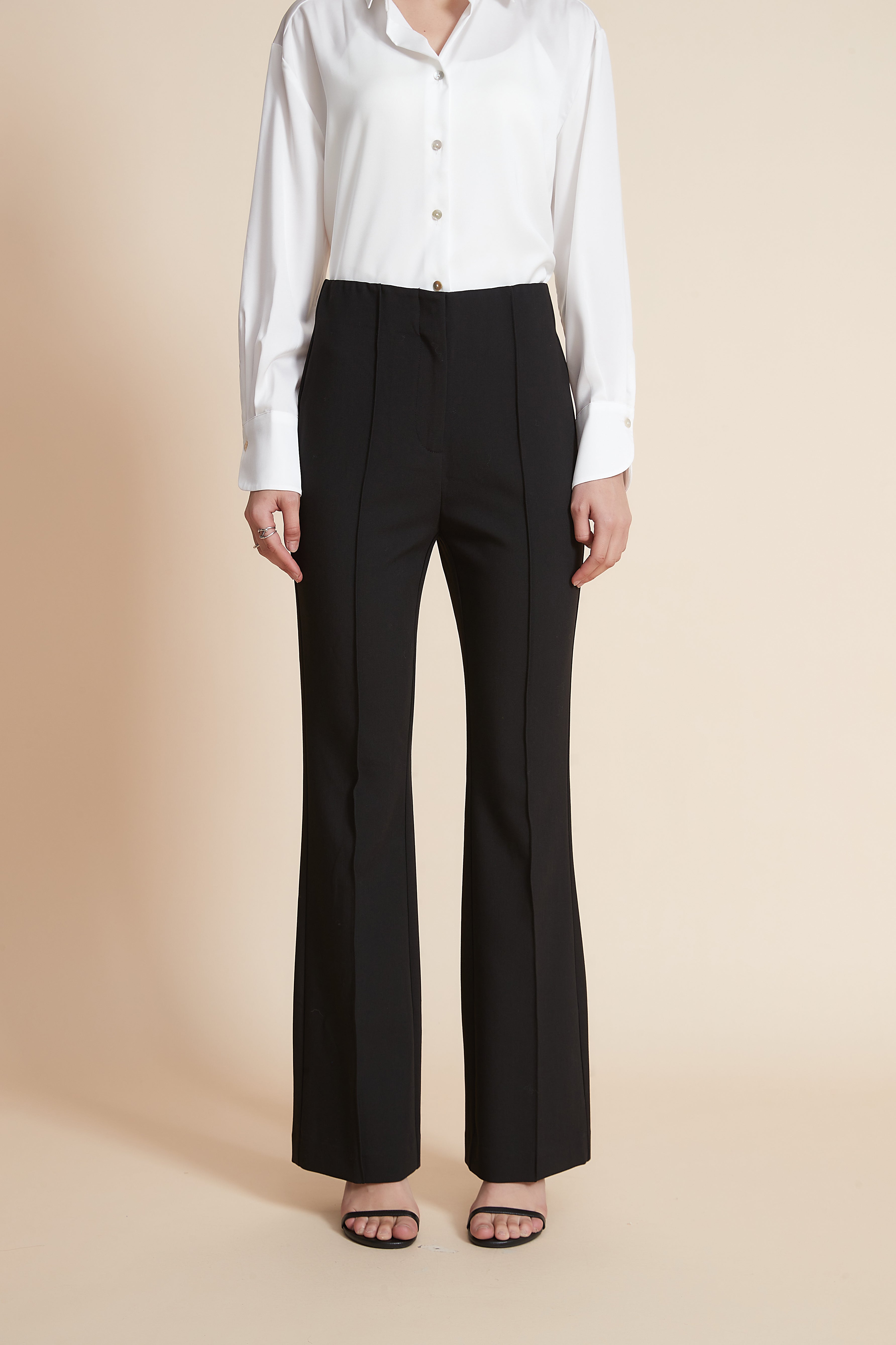 Slim Fit Work Trousers With Vertical Stripes