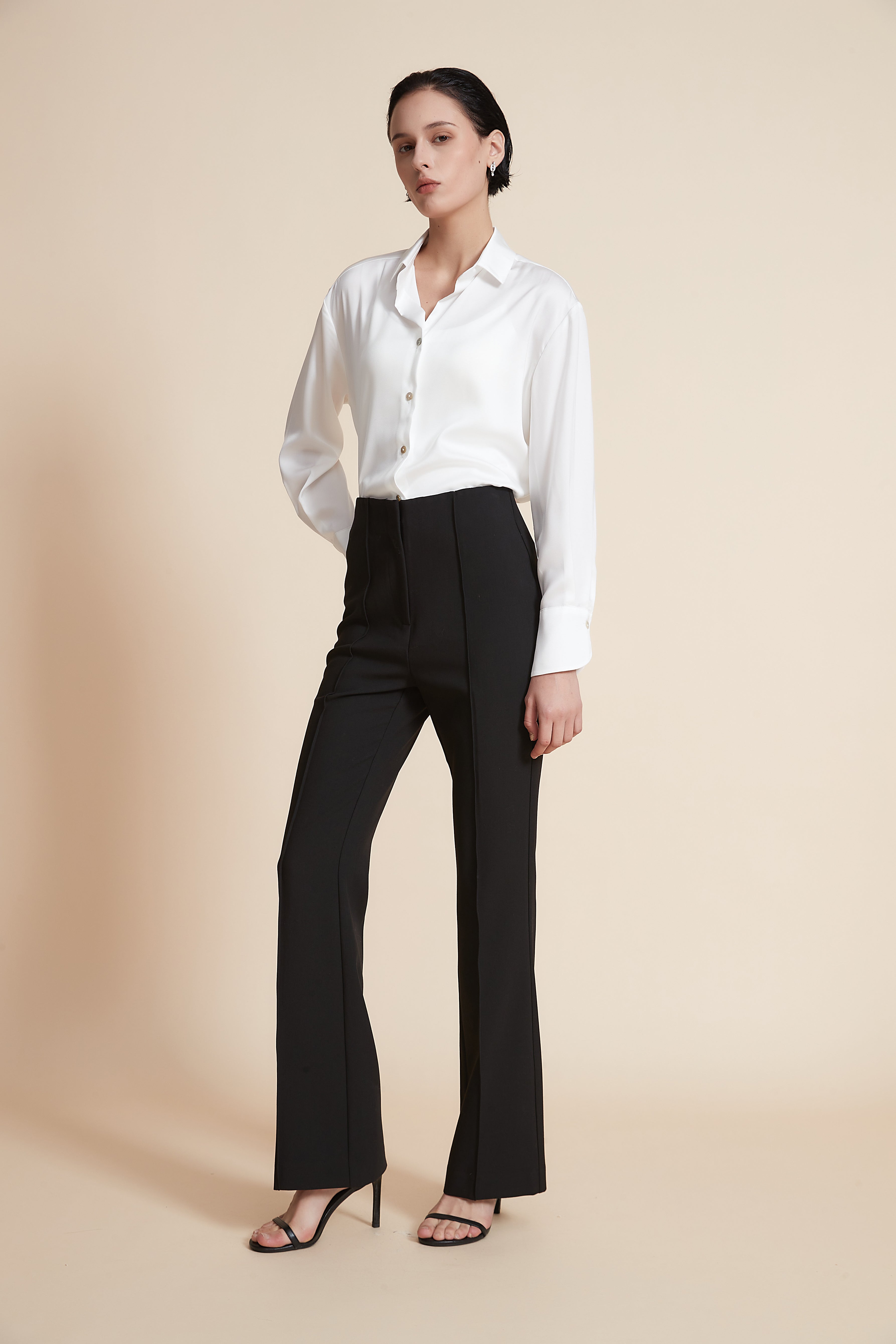 Slim Fit Work Trousers With Vertical Stripes