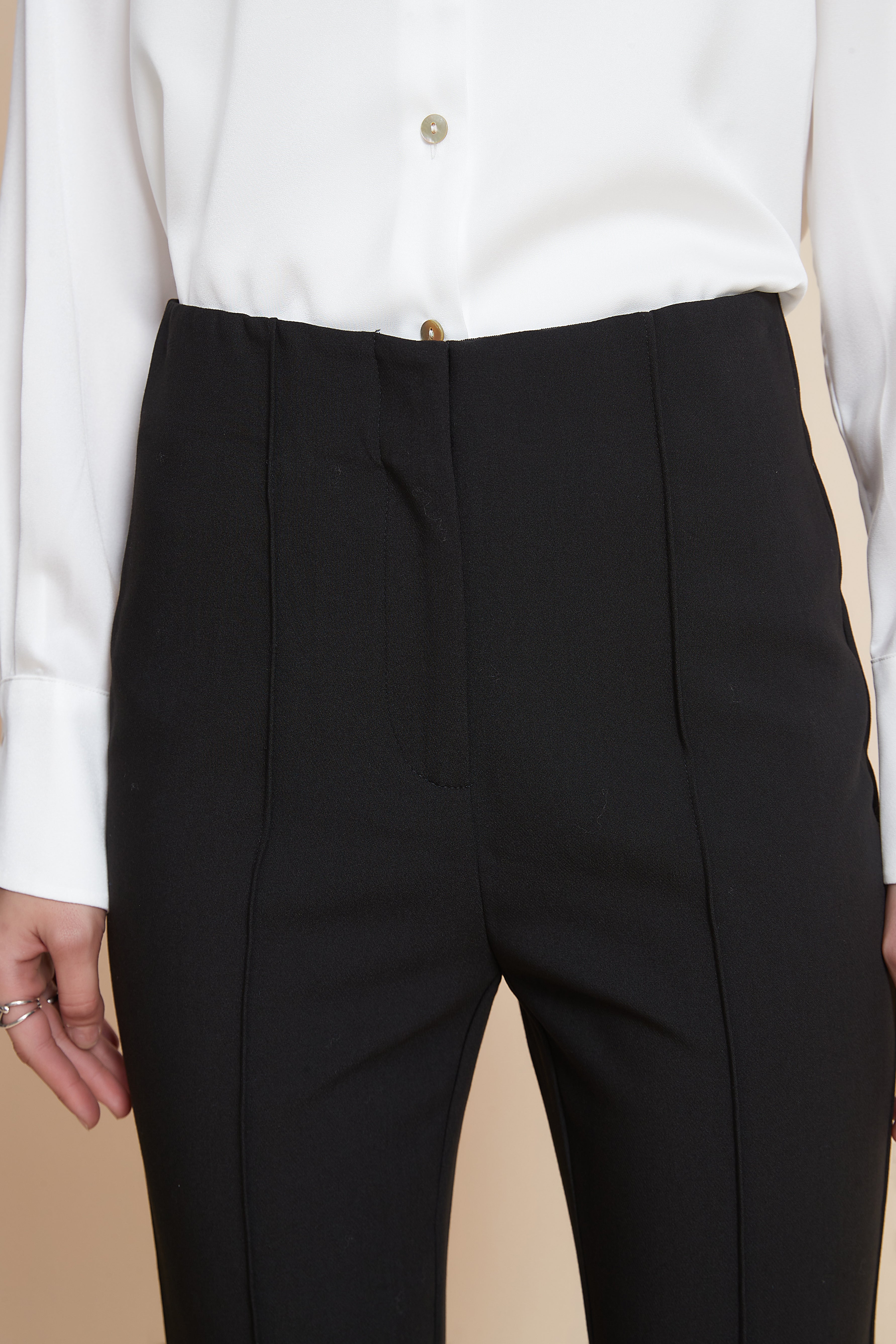 Slim Fit Work Trousers With Vertical Stripes