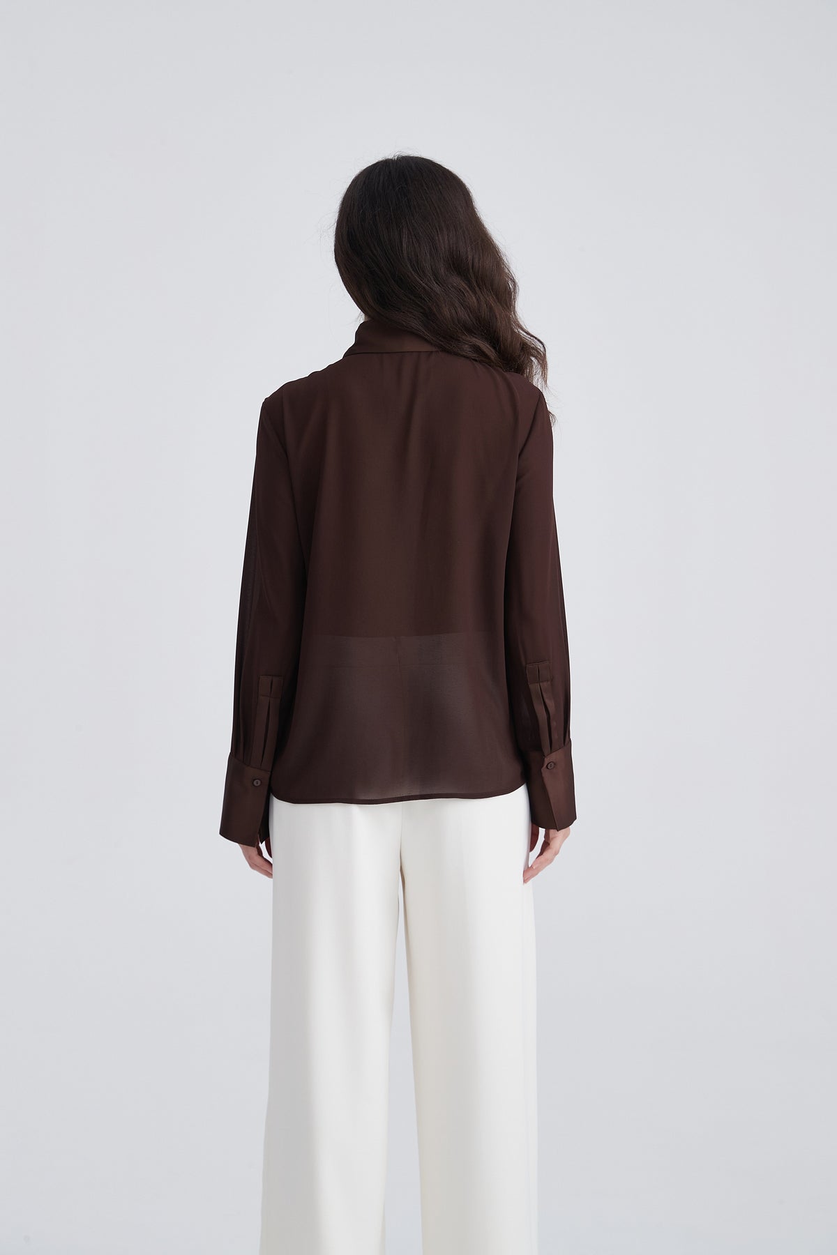 Button-Up Shirt with Draped Front Hem