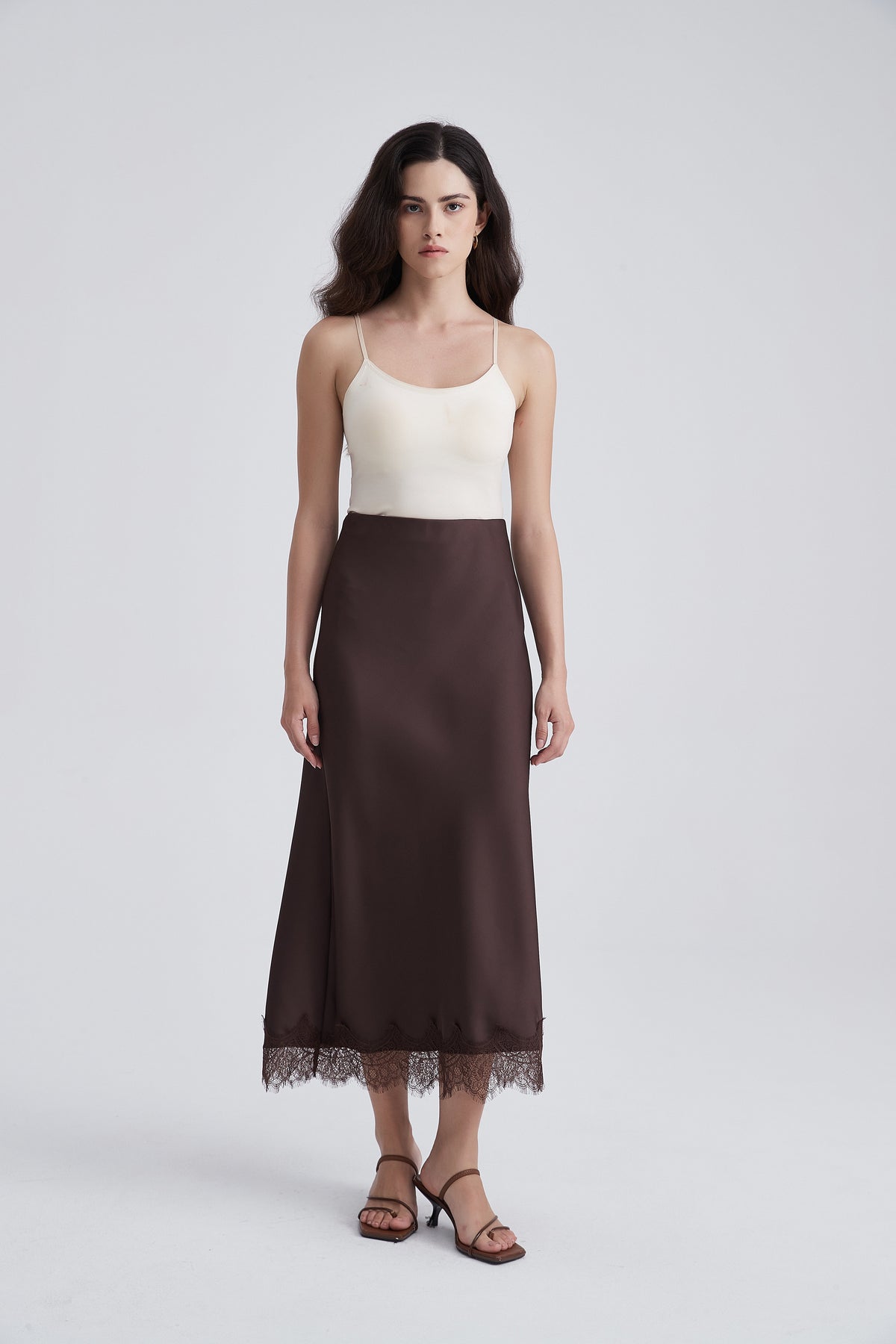 Midi Skirt with Lace Hem