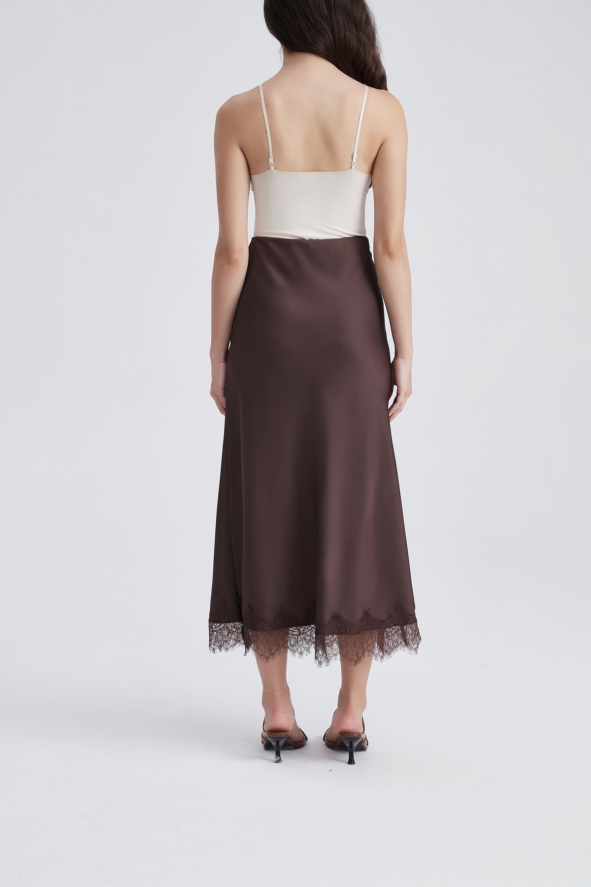 Midi Skirt with Lace Hem