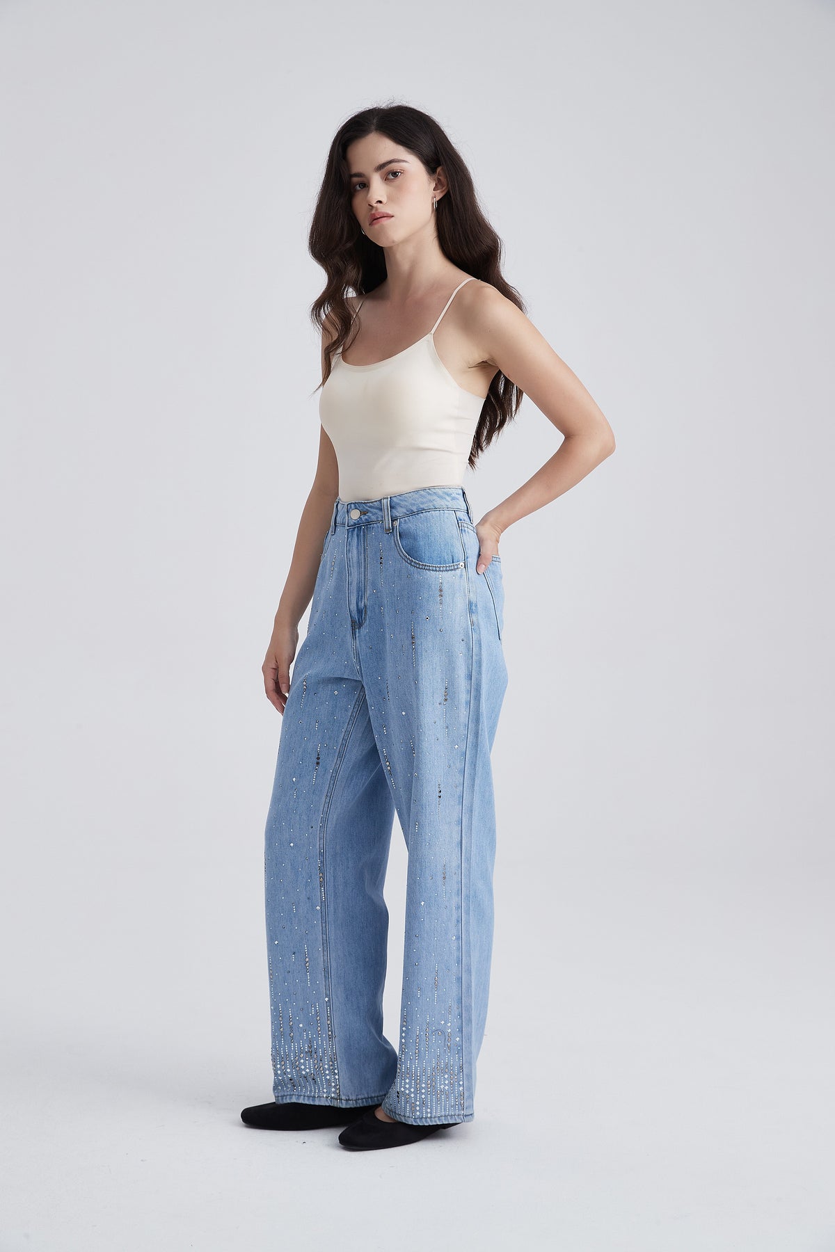 Wide-Leg Long Trousers