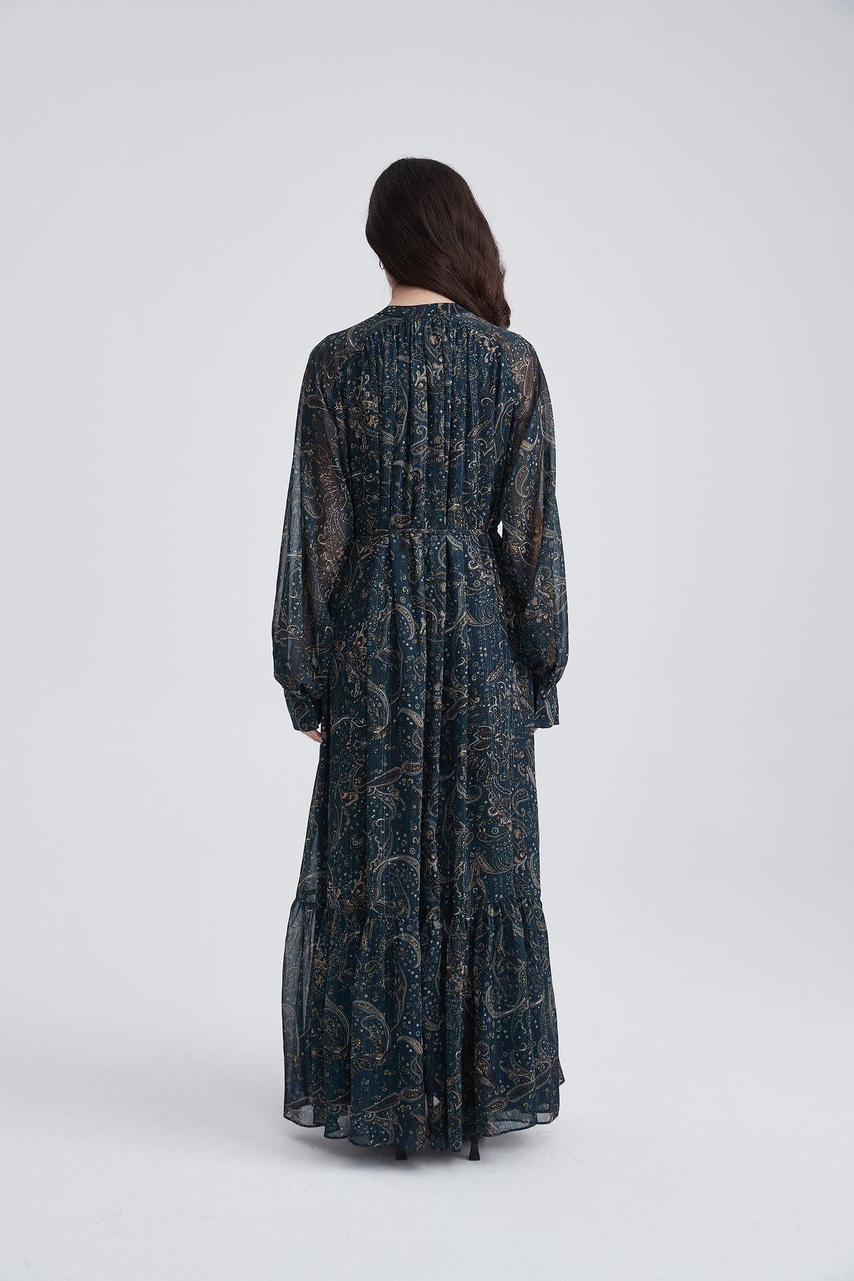 Paisley Maxi Dress with Long Sleeves